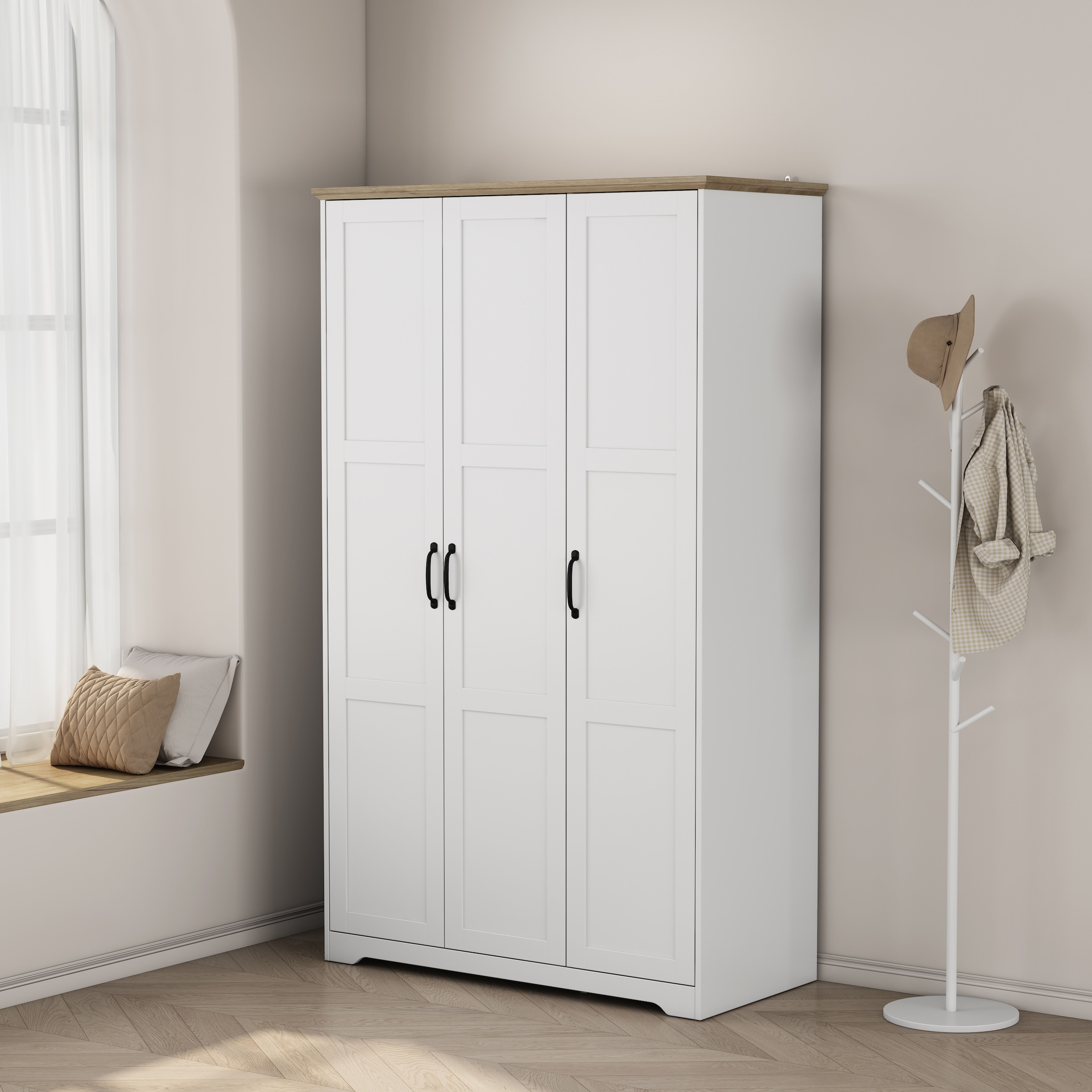 GOODproduct Kleiderschrank »Emmilia Schrank Schlafzimmerschrank im Landhaus Design« Mit vielen Einlegeböden und Softclose,  Landhaus Schrank mit  3 Türen Breite 113,4cm, Höhe 2m