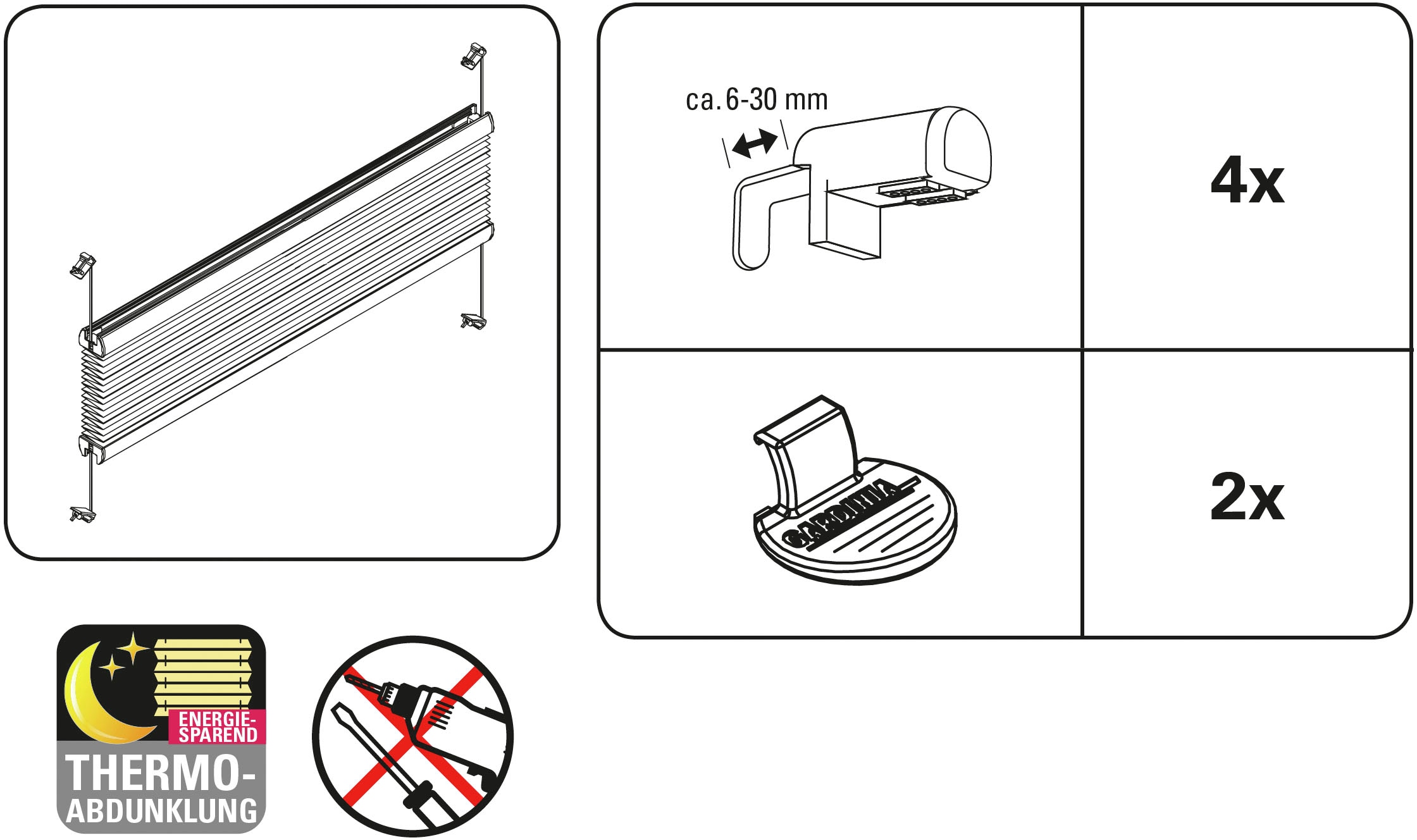 GARDINIA Plissee »Easyfix Thermo-Plissee mit 2 Bedienschienen Energiesparend«, verdunkelnd, energiesparend, ohne Bohren, verspannt, energiesparend, abdunkelnd mit Thermobeschichtung