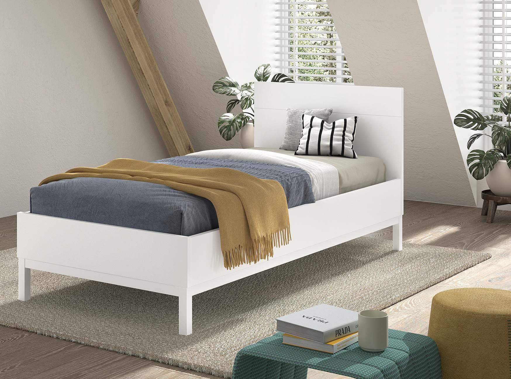 Vipack 1100000002199 »in gradlinigem Design, glattem Kopfteil und pflegeleichter Oberfläche« 90x200, komfortable Liegehöhe, vielseitig, weiss lackiert