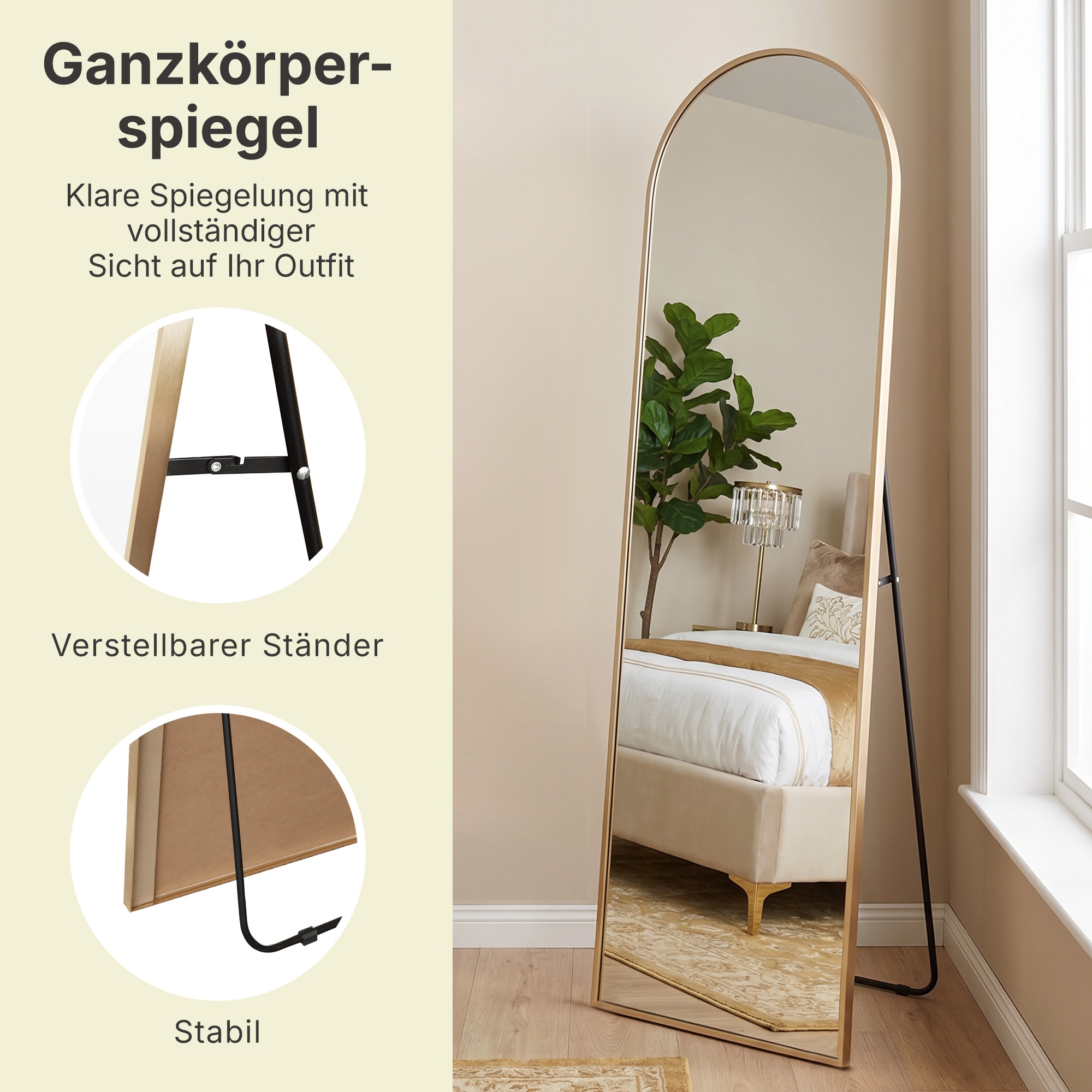 GOODproduct »Standspiegel Addrik, wahlweise in 2 Grössen 150x40cm oder 180x60cm« miroir corps entier avec verre de sécurité, en différentes couleurs