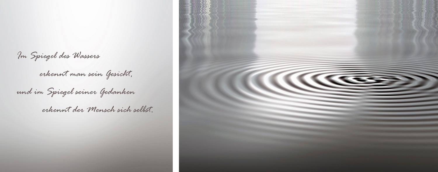 Image of queence Leinwandbild "Wasser" Kunst Liebessprüche Modern Schriftzug Schriftzüge See Spa Spa Bilder Sprüche Sprüche & Texte Stein Set, Premium-Leinwandstoff, Handarbeit aus Deutschland, Zitat, 2er Set