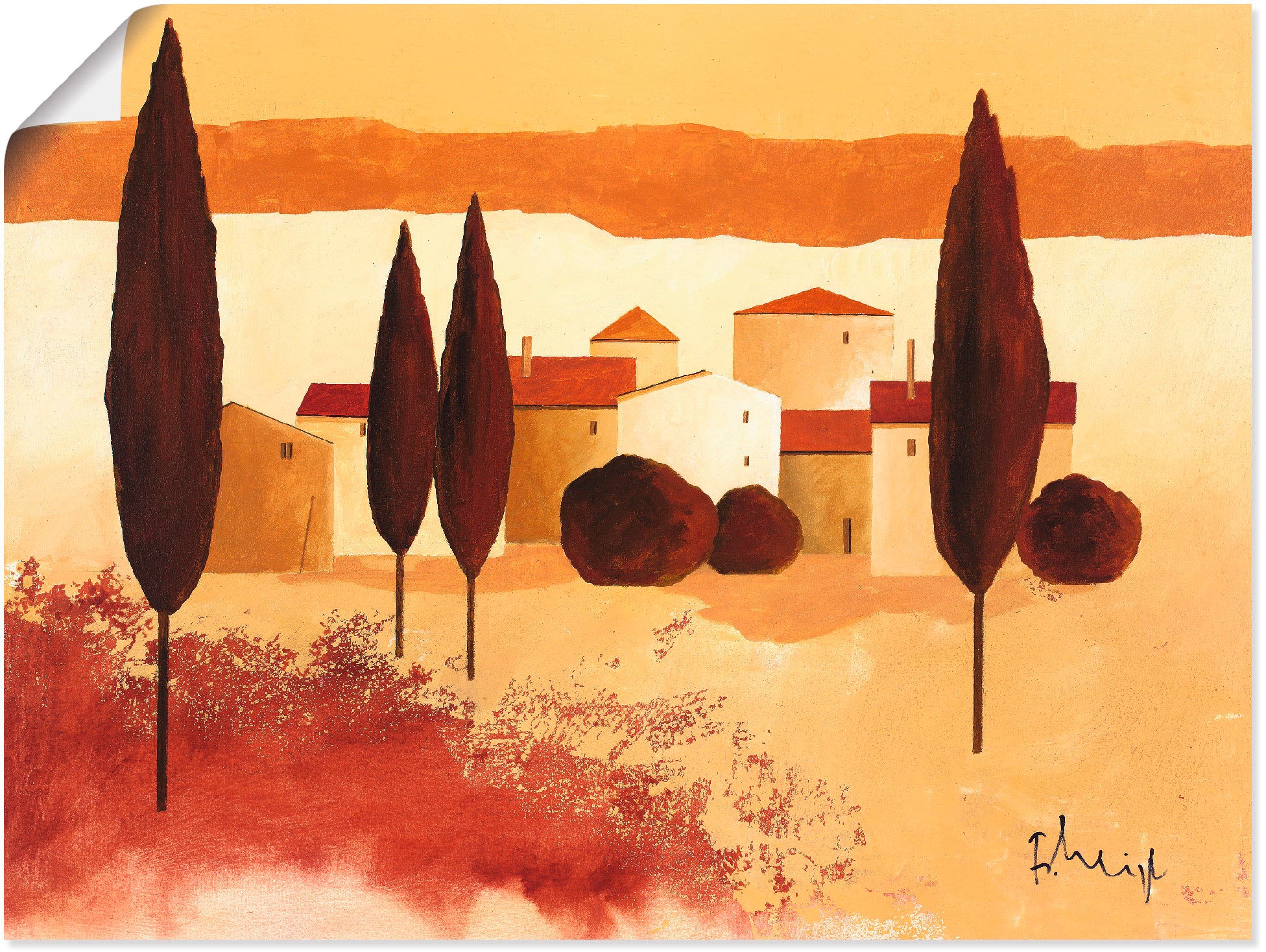 Image of Artland Wandbild »Kleines Mediterranes Dorf«, Wiesen & Bäume, (1 St.), in vielen Grössen & Produktarten -Leinwandbild, Poster, Wandaufkleber / Wandtattoo auch für Badezimmer geeignet bei Ackermann Versand Schweiz