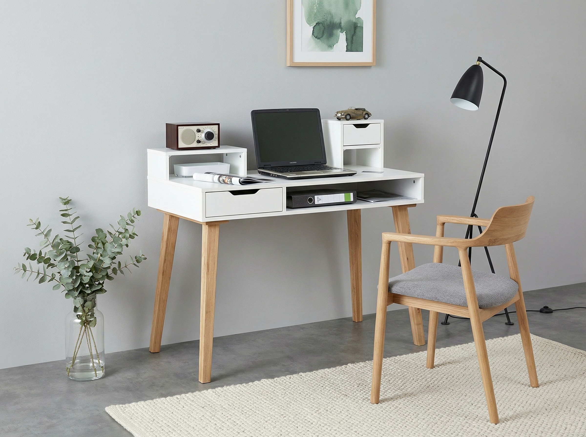 VOGL Möbelfabrik Secrétaire »Emil« Pieds en bois massif, aspect sans poignées, Made in Germany