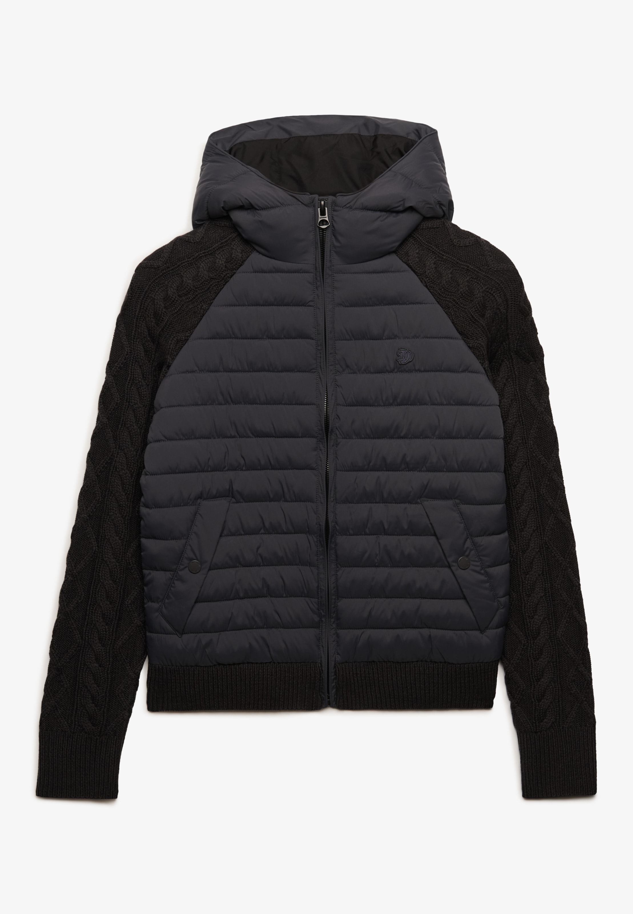 Superdry Hybridjacke »HOODED CABLE KNIT HYBRID« Kunstfaser, slim fit