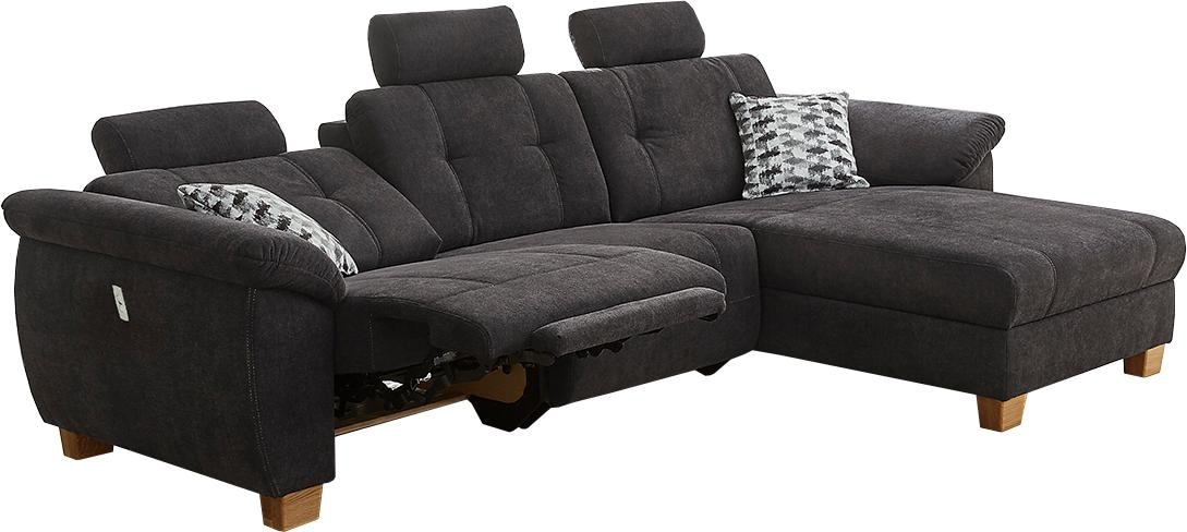 Jockenhöfer Gruppe Canapé d'angle »Savona L-Form, B: 299  cm« avec fonction relax électrique, USB, 2 coussins décoratifs & 3 appuie-têtes