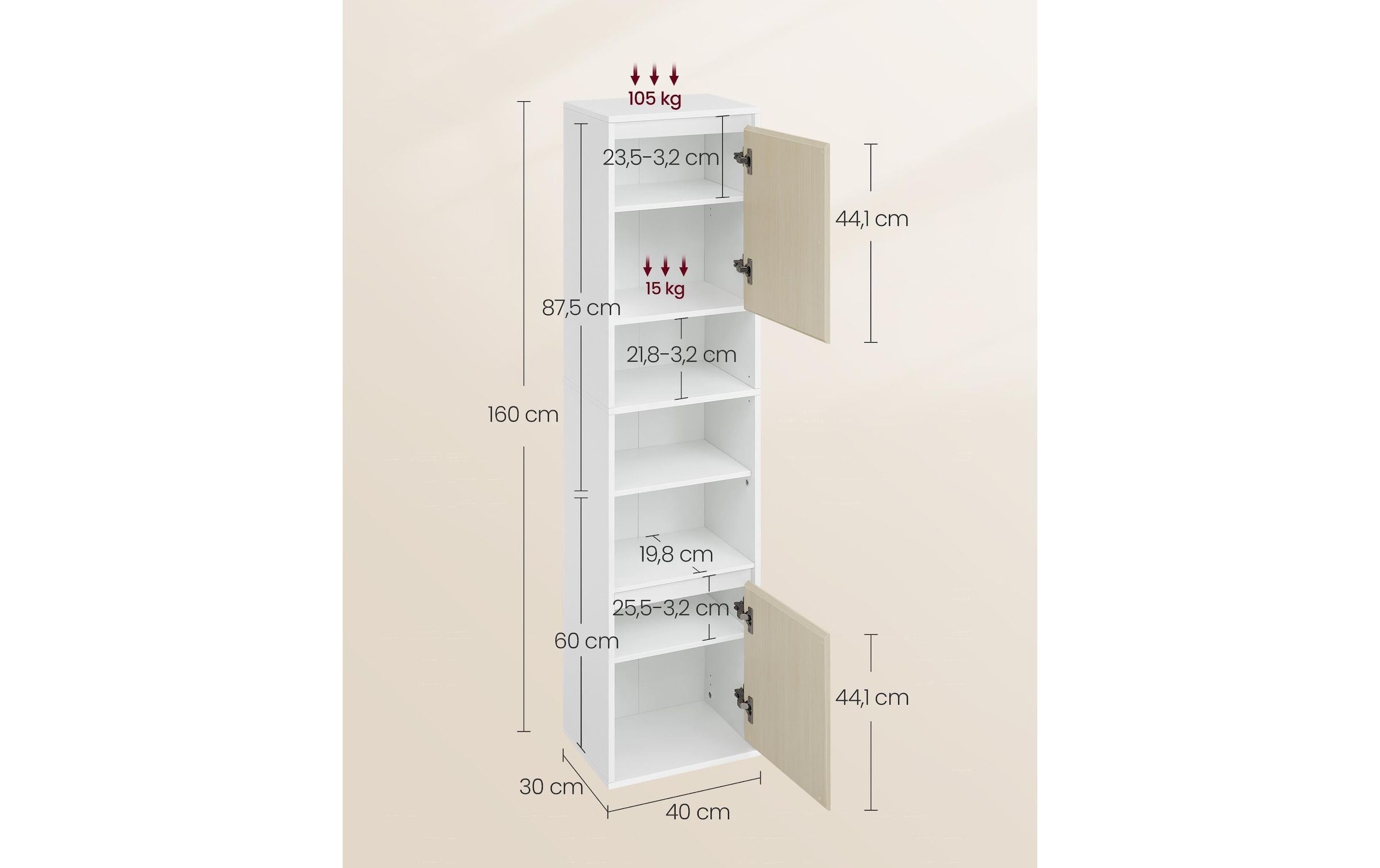 VASAGLE Kommode »Cabinet, 40 x 160 cm«