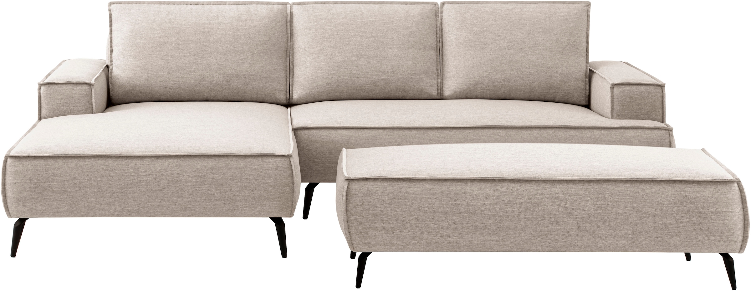 Home affaire Sitzgruppe »TVINNU, Polsterecke L-Form, Schlaffunktion, mit Hocker« Set, 2 Stk. tlg. Set, stellbar zum Schlafsofa (Krokodilverbinder)