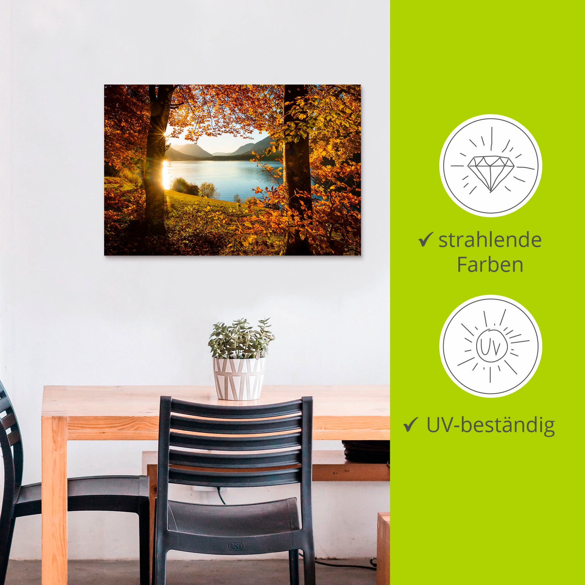 Artland Wandbild »Herbst am Sylvensteinsee« Gewässer 1 Stk. tlg. als Alubild, Leinwandbild in verschied. Grössen