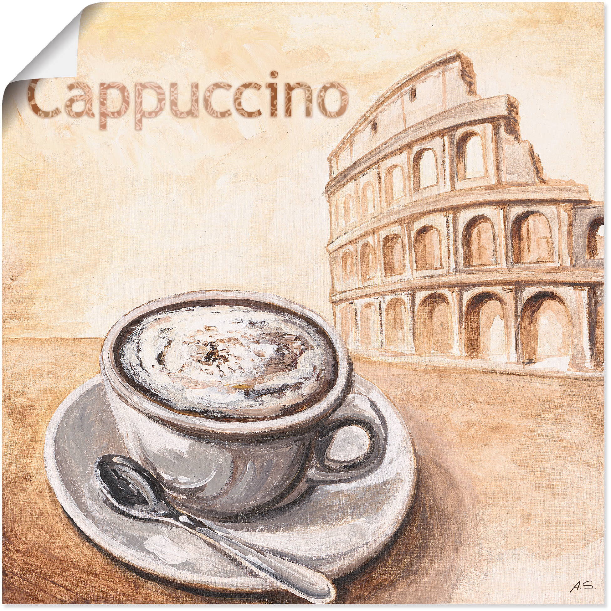 Artland Wandbild »Cappuccino in Rom«, Kaffee Bilder, (1 St.), als Alubild,  Leinwandbild, Wandaufkleber oder Poster in versch. Grössen günstig kaufen