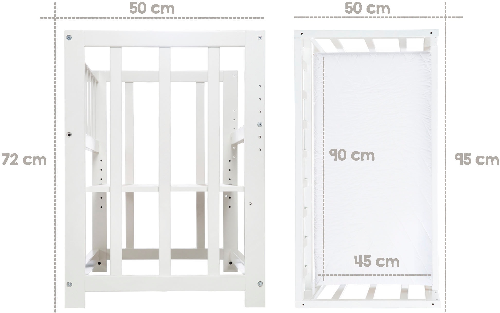 roba® Stubenbett »3in1, Miffy, weiss«, zu Elternbett oder Bank umbaubar, Liegefläche höhenverstellbar