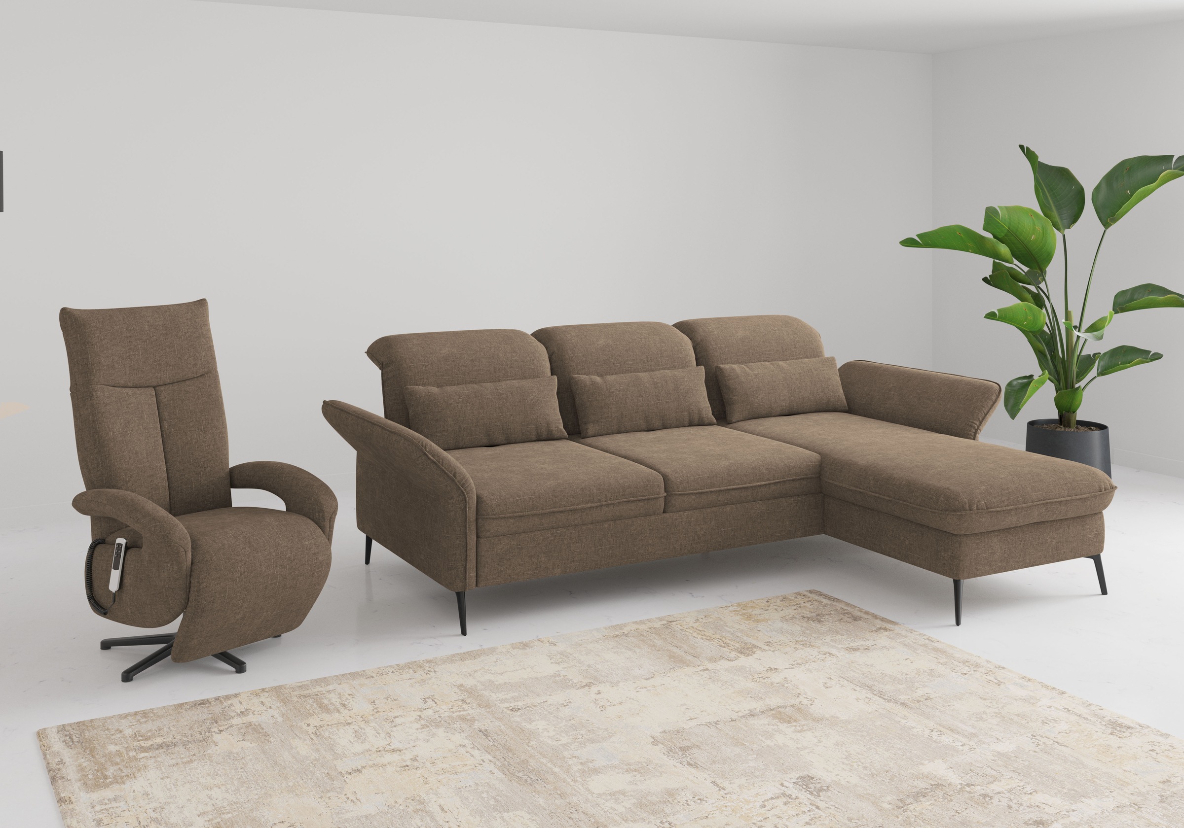 sit&more Ecksofa »Emely, inkl. Sitztiefenverstellung«, wahlweise mit Bettfunktion,Bettkasten,Kopf- & Armteilverstellung