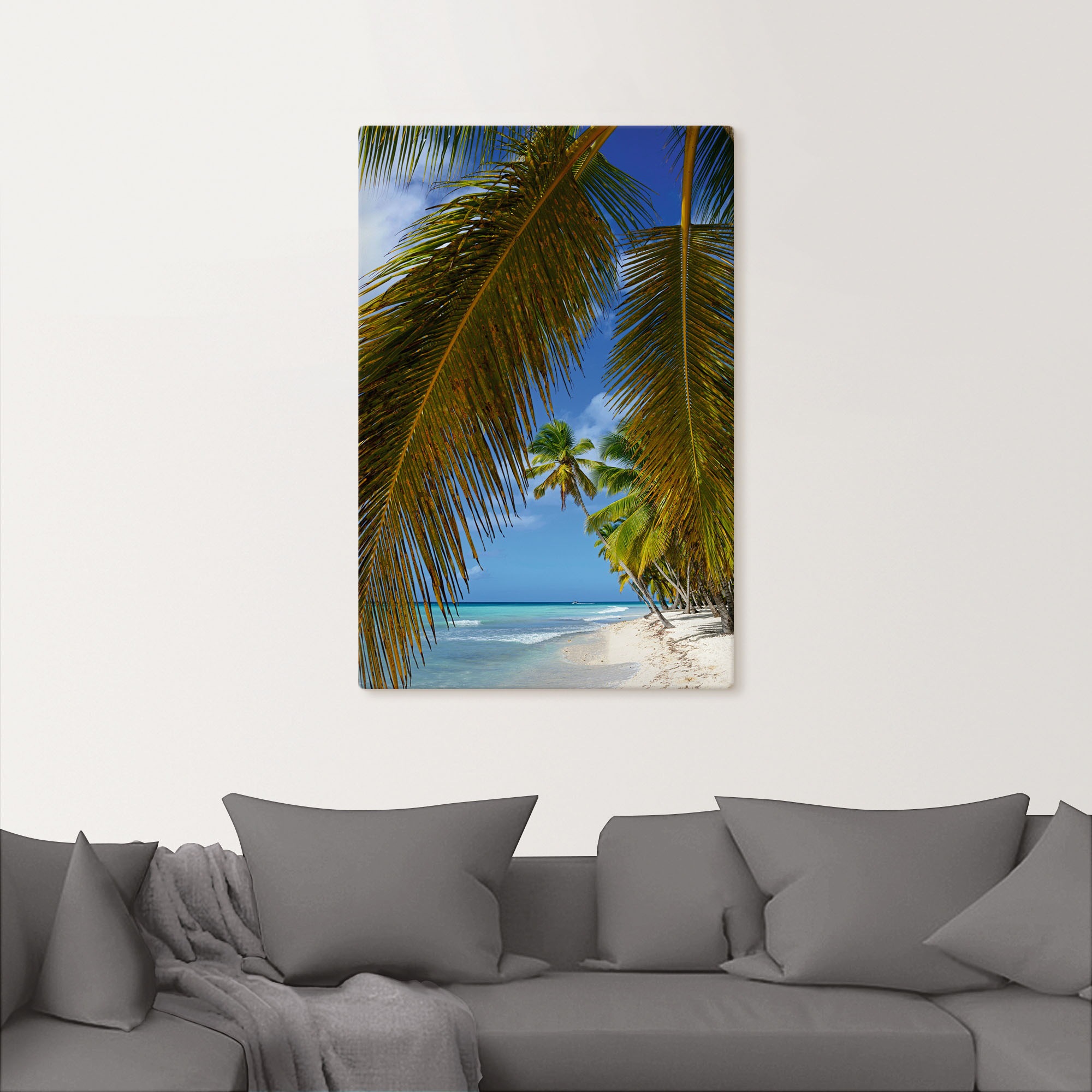 Artland Leinwandbild »Palmenstrand, Insel Isla Saona«, Karibikbilder, (1 St.), auf Keilrahmen gespannt