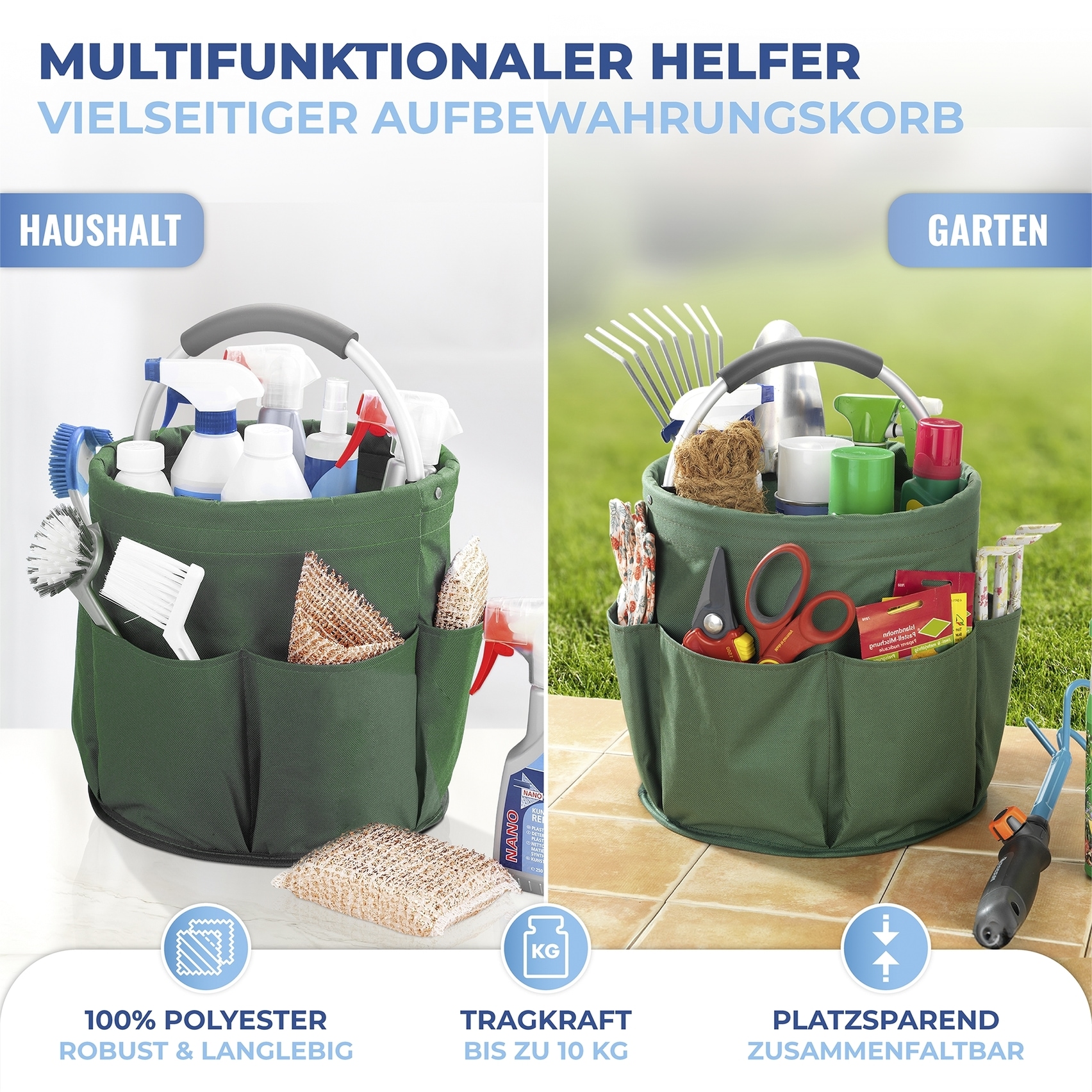 Maximex Organizer »Universal-Reinigungs-Caddy«, Allzweckkorb mit 6 Aussentaschen, ideal für Haushalt, Garten & Camping