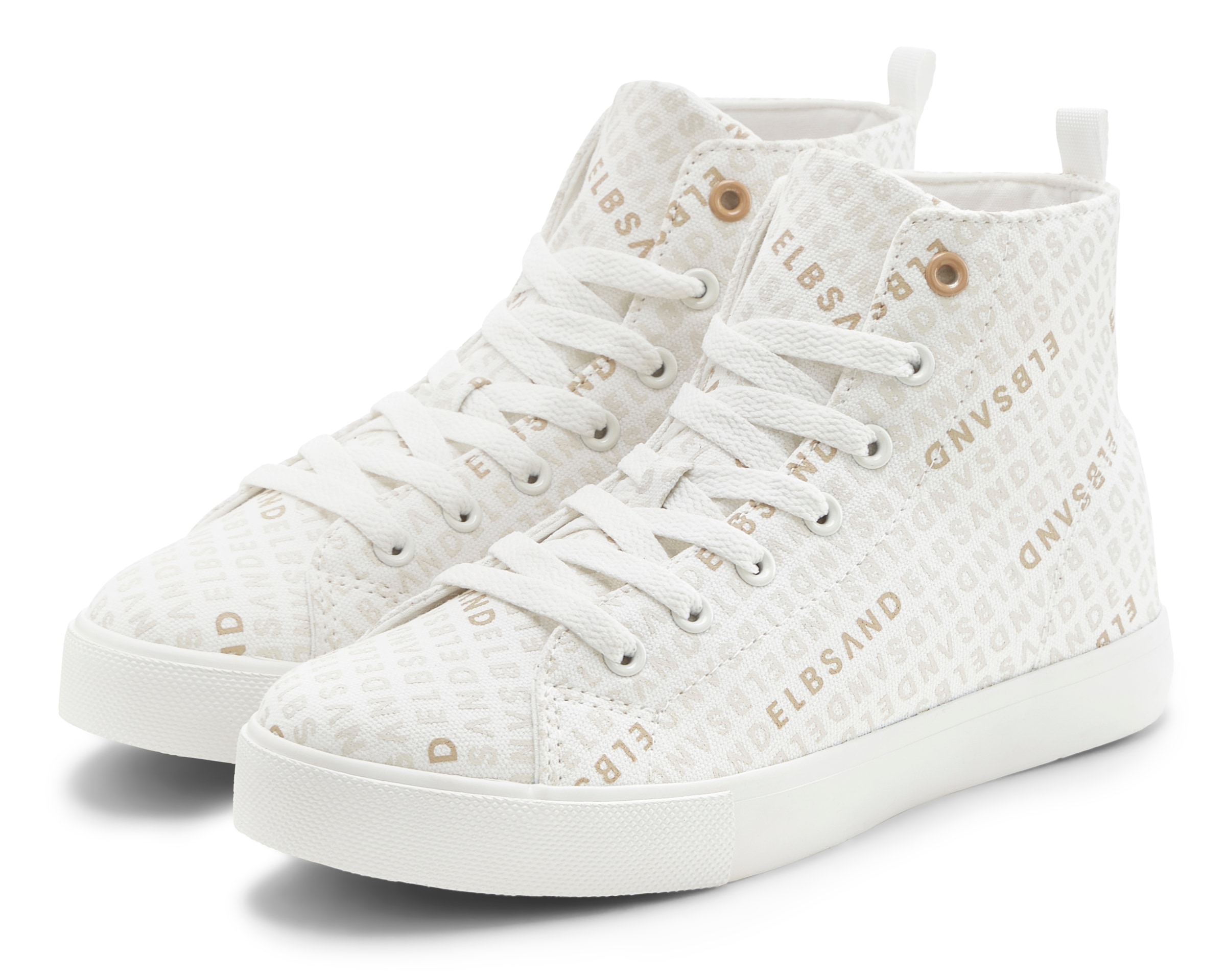 Image of Elbsand Stiefelette "Sneaker, Textilschuhe, Schnürschuh, Freizeitschuh, Stoffschuhe" Turnschuh, Schnürhalbschuh mit modernem Logo-Druck VEGAN