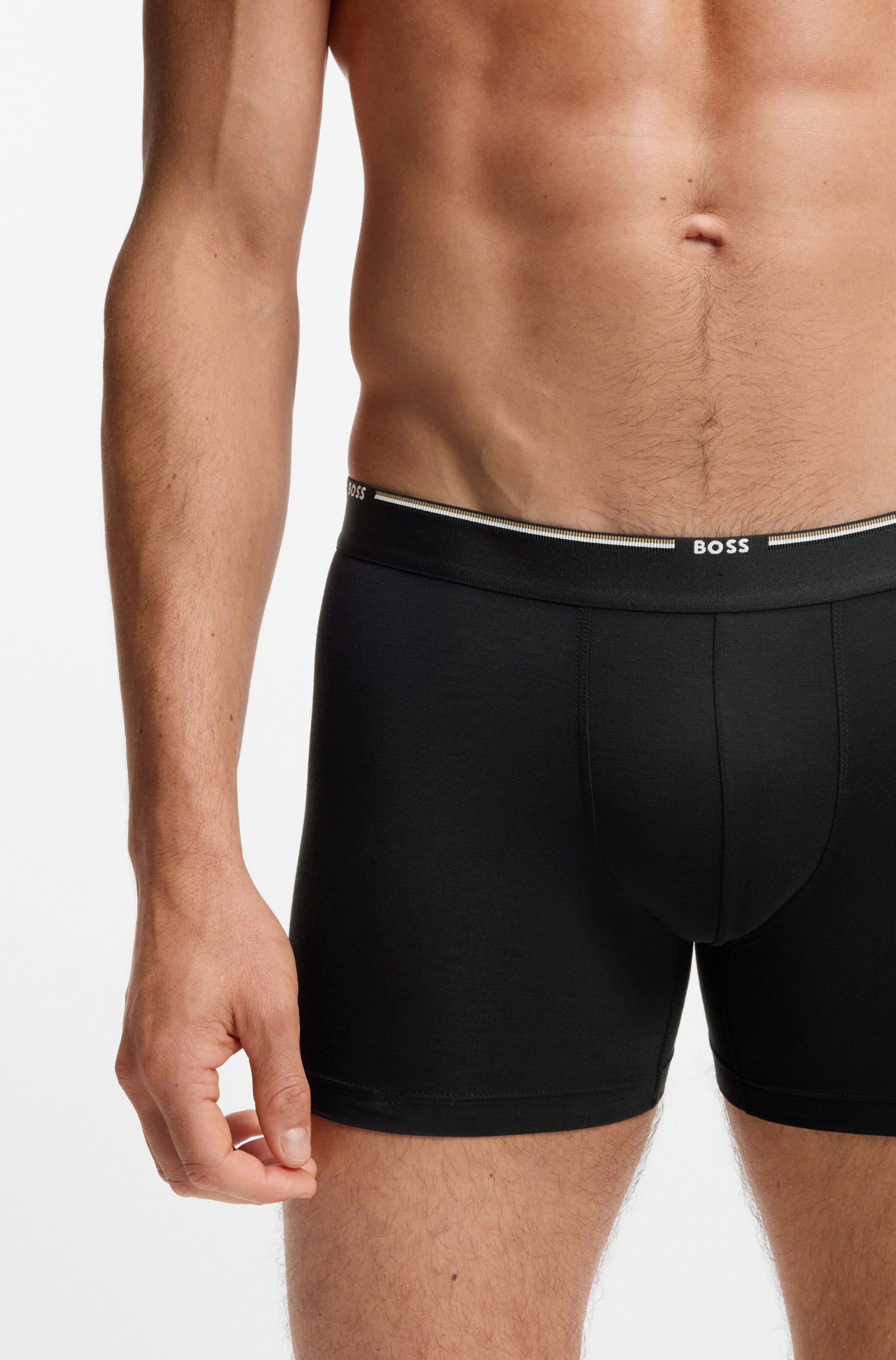 BOSS Boxer »Boxer Brief 3P Bamboo« Packung, 3 Stk. mit Logoschriftzug auf dem Bund
