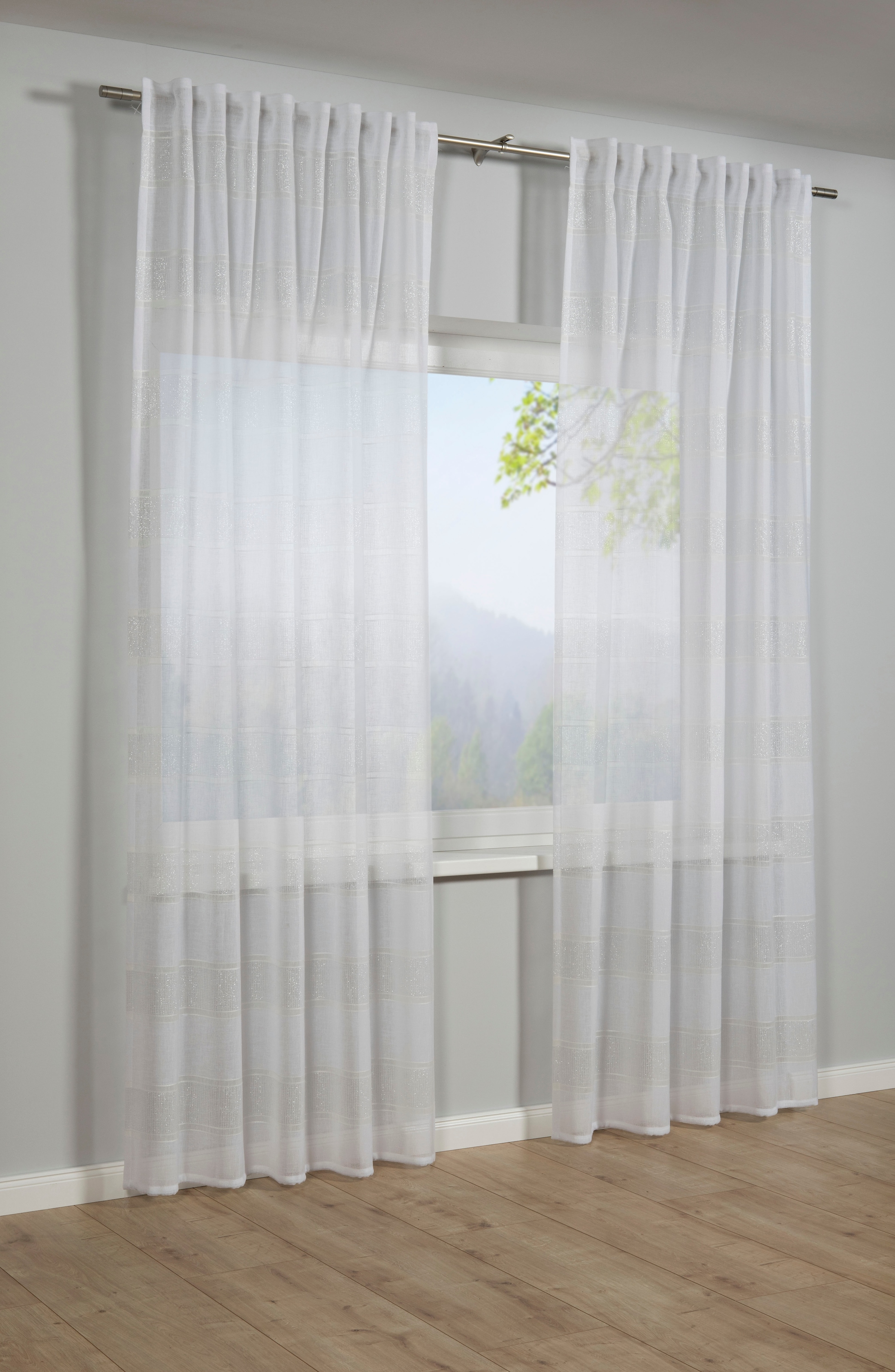 Image of Sehlbach Gardine "Schal Effektgarn" Schlaufen 1 Stk. tlg. mit Gardinenband und verdeckten Schlaufen