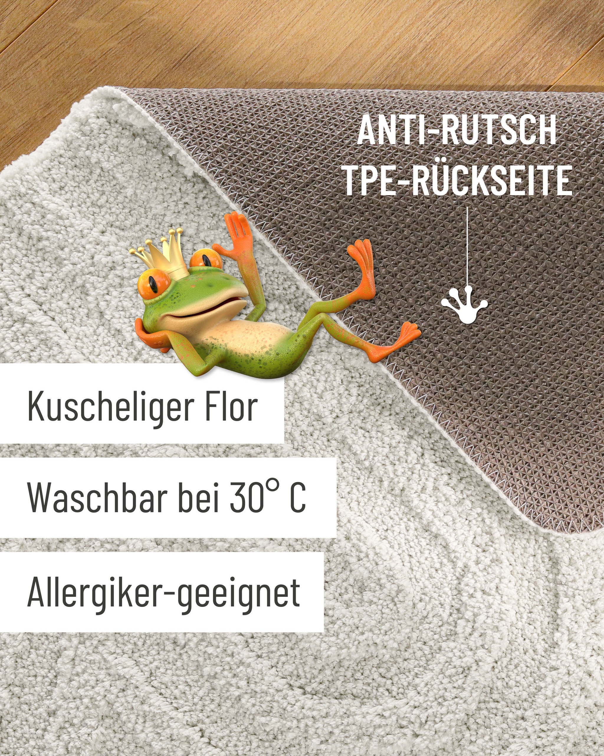 Wecon home Tapis de bain »Fiete« Höhe 25 mm revêtement antidérapant Séchage rapide Badteppich, Hoch-Tief-Effekt, weich, rutschhemmend, waschbar, getuftet