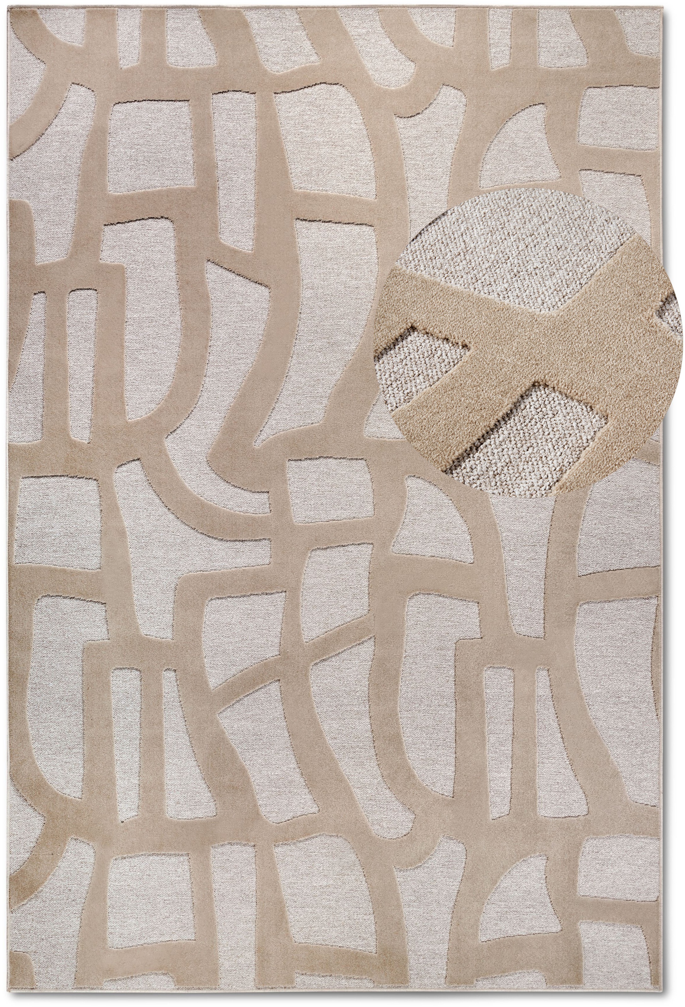 THE RUGS Villeroy & Boch 1879 Short Pile Rug Therese Polyester in Beige | Size: 160cm x 230cm
