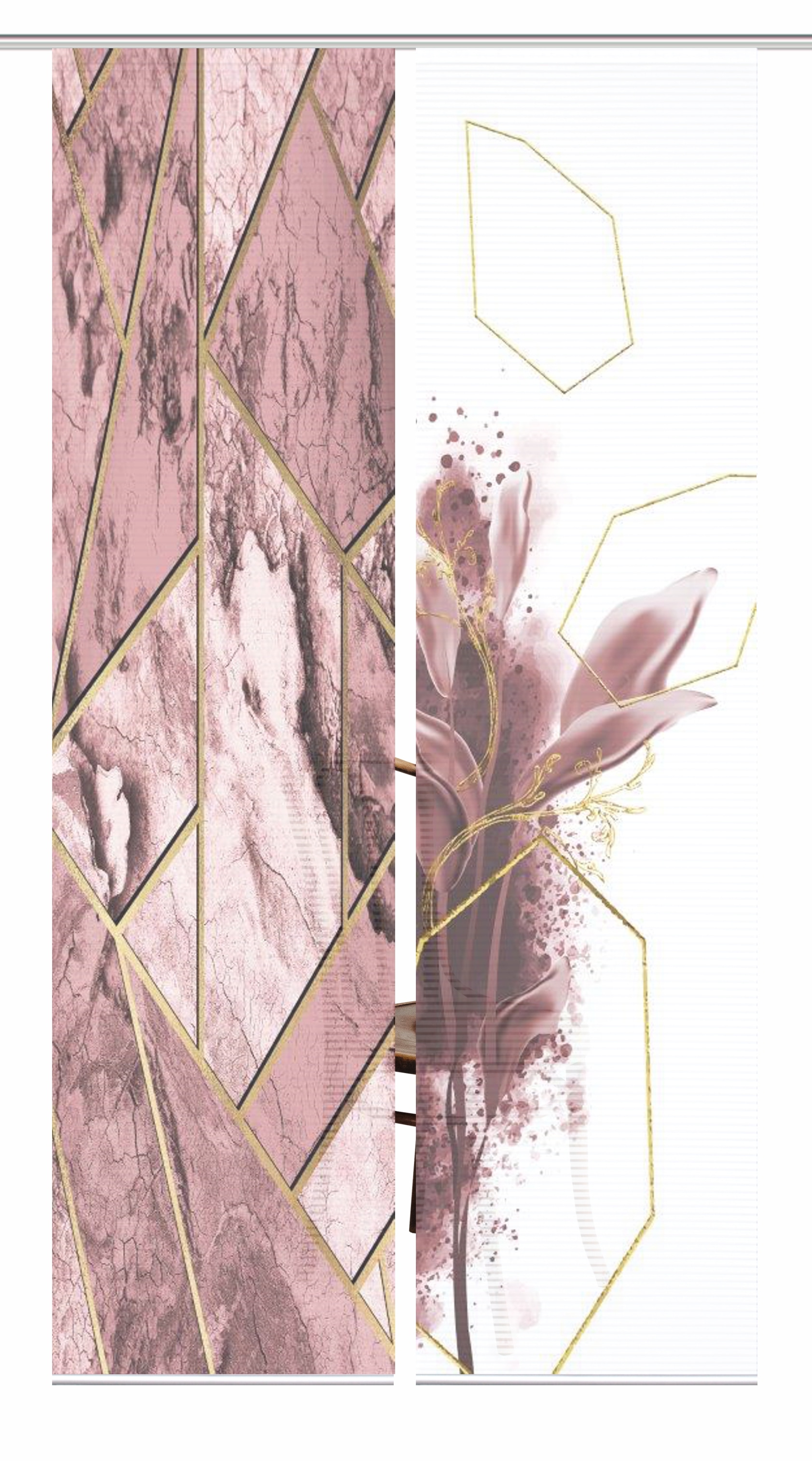 HOME in green Rideau coulissant »SIGNUM« Support de panneau 2 cuis tlg. SET IMPRIMÉ NUMÉRIQUE, EFFET BAMBOU RECYCLÉ
