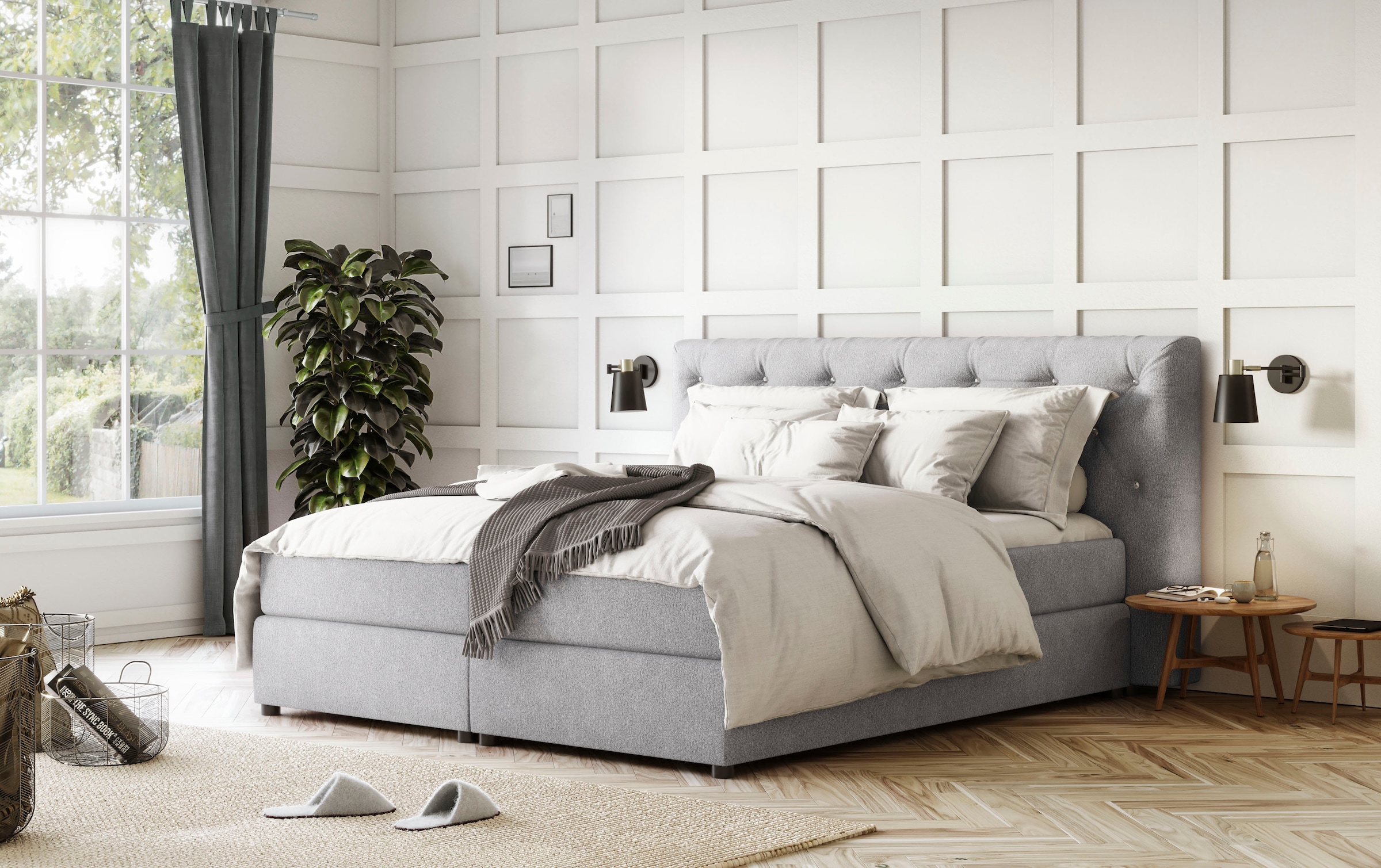 COTTA Lit boxspring »Castle« mit Strasssteinen im Kopfteil, inkl. Topper