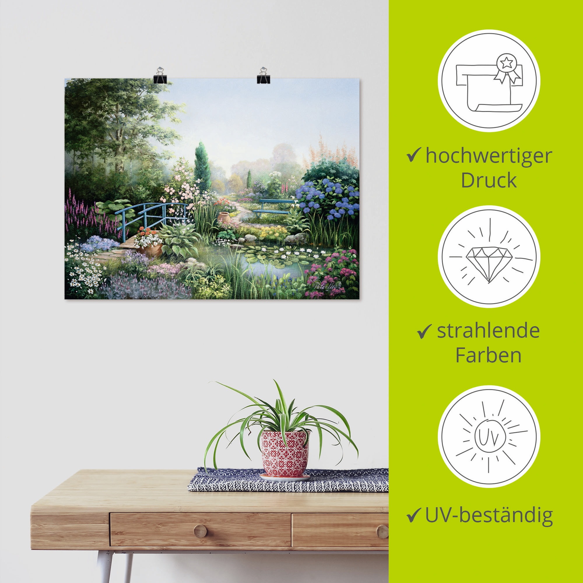 Artland Wandbild »Brücke der Liebe«, Garten, (1 St.), als Leinwandbild, Poster in verschied. Grössen