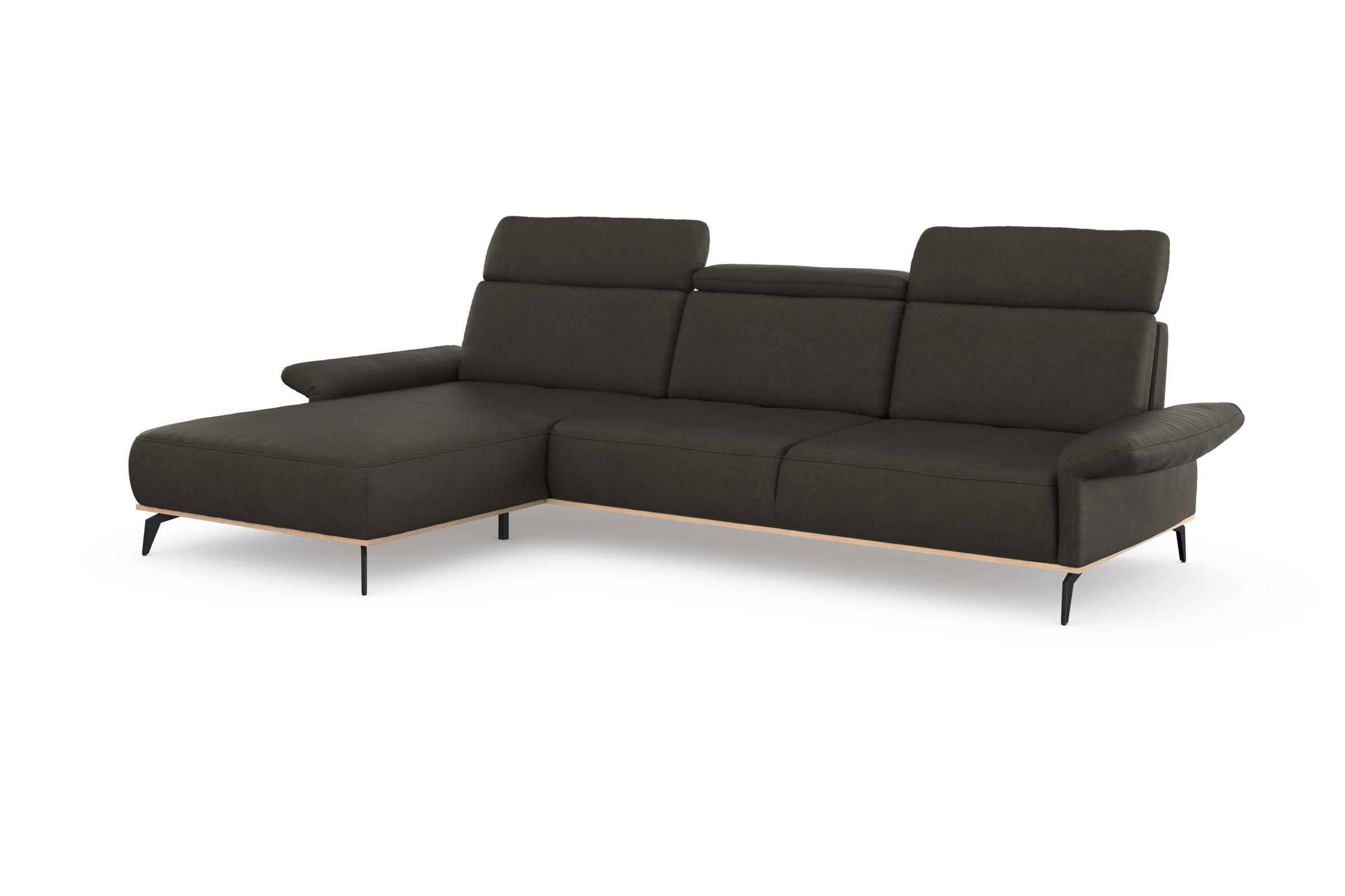 Places of Style Ecksofa »Fjord L-Form«, massiv, wahlweise mit Armlehnfunktion, Kopf- Sitztiefenverstellung