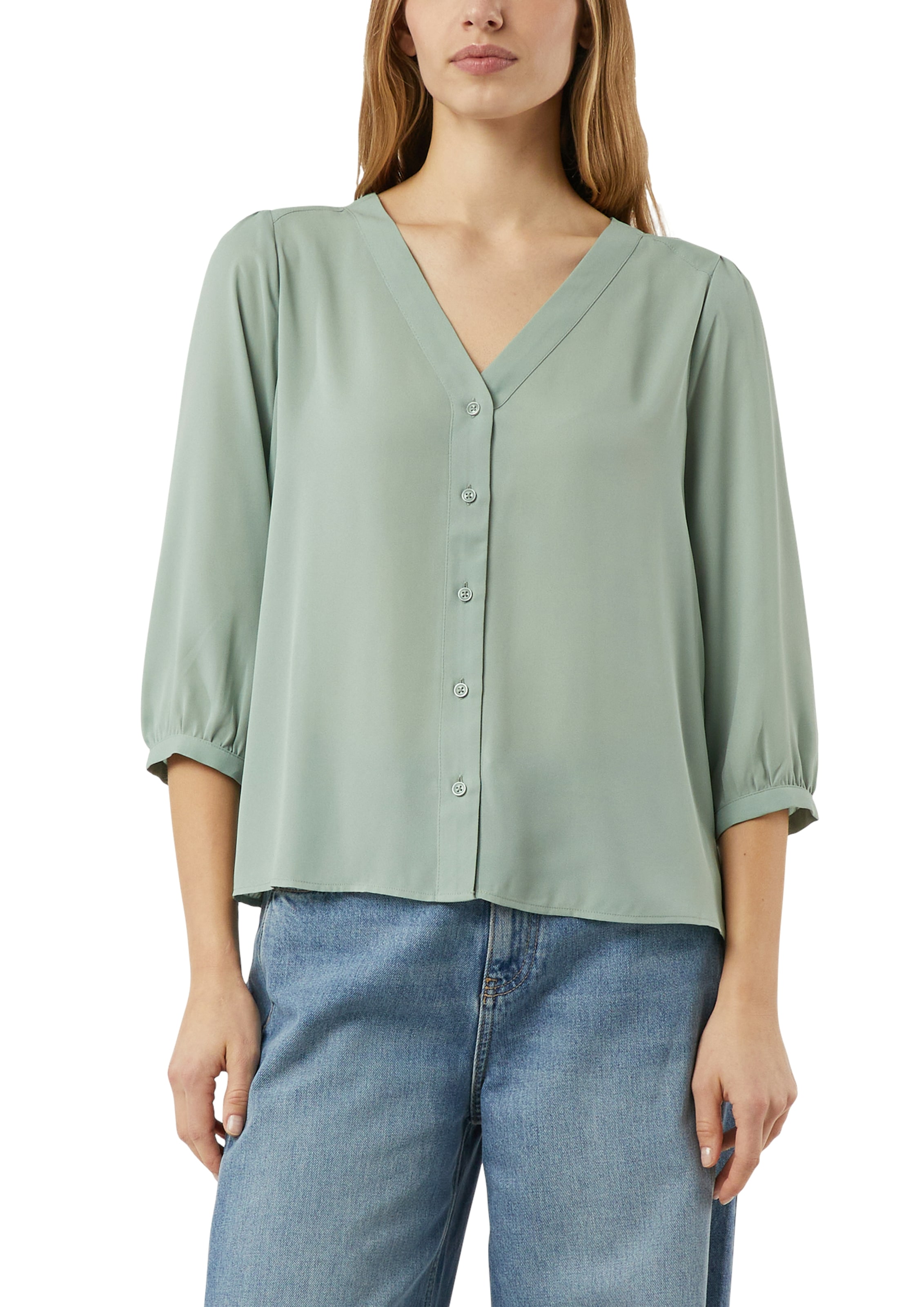 Image of Comma Shirtbluse mit V-Ausschnitt