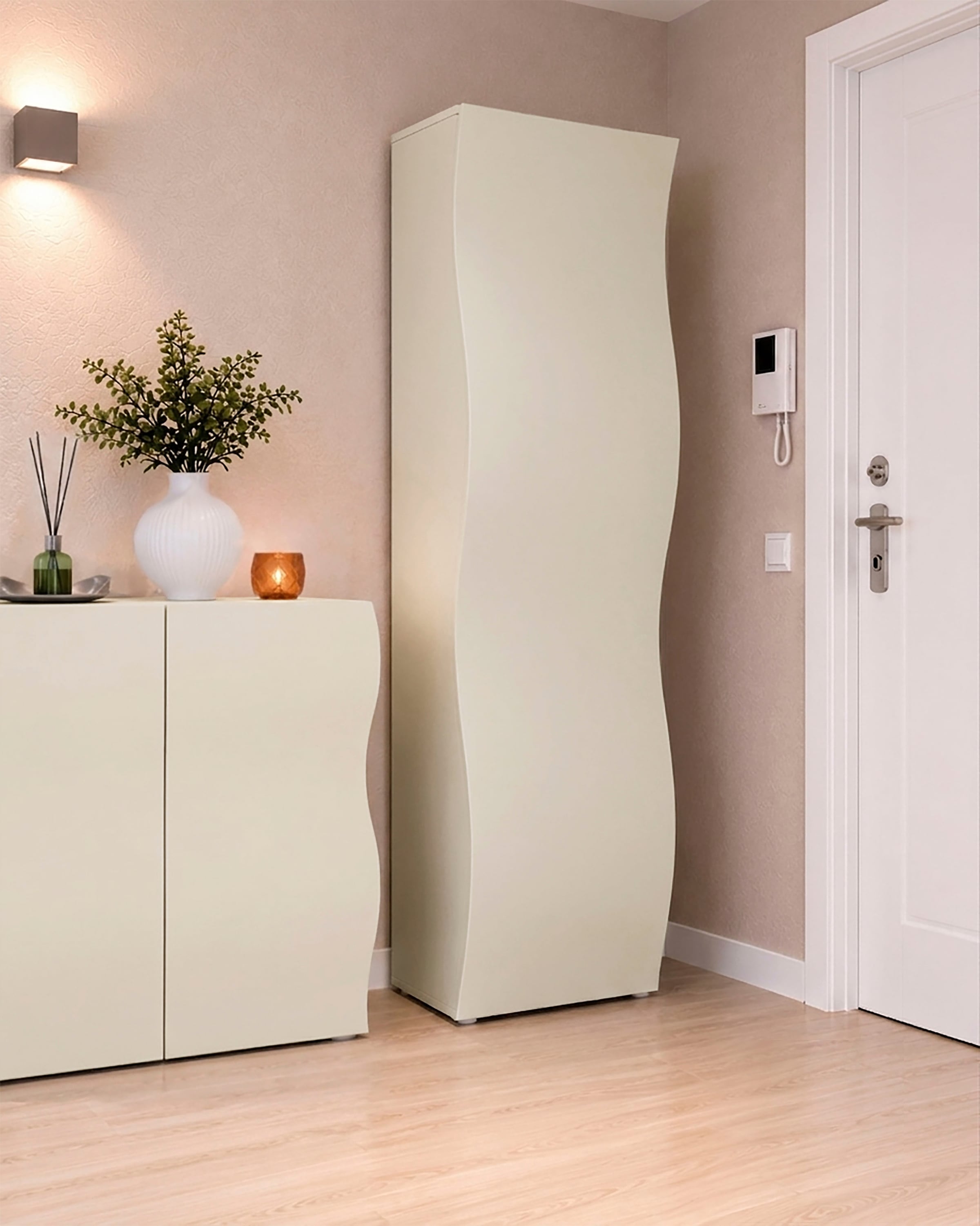 Image of Home affaire Garderobenschrank "Onda - Kleiderschrank mit 1 Tür, Made in italy" Dielenschrank in Kaschmir matt mit Kleiderstange und Einlegeboden
