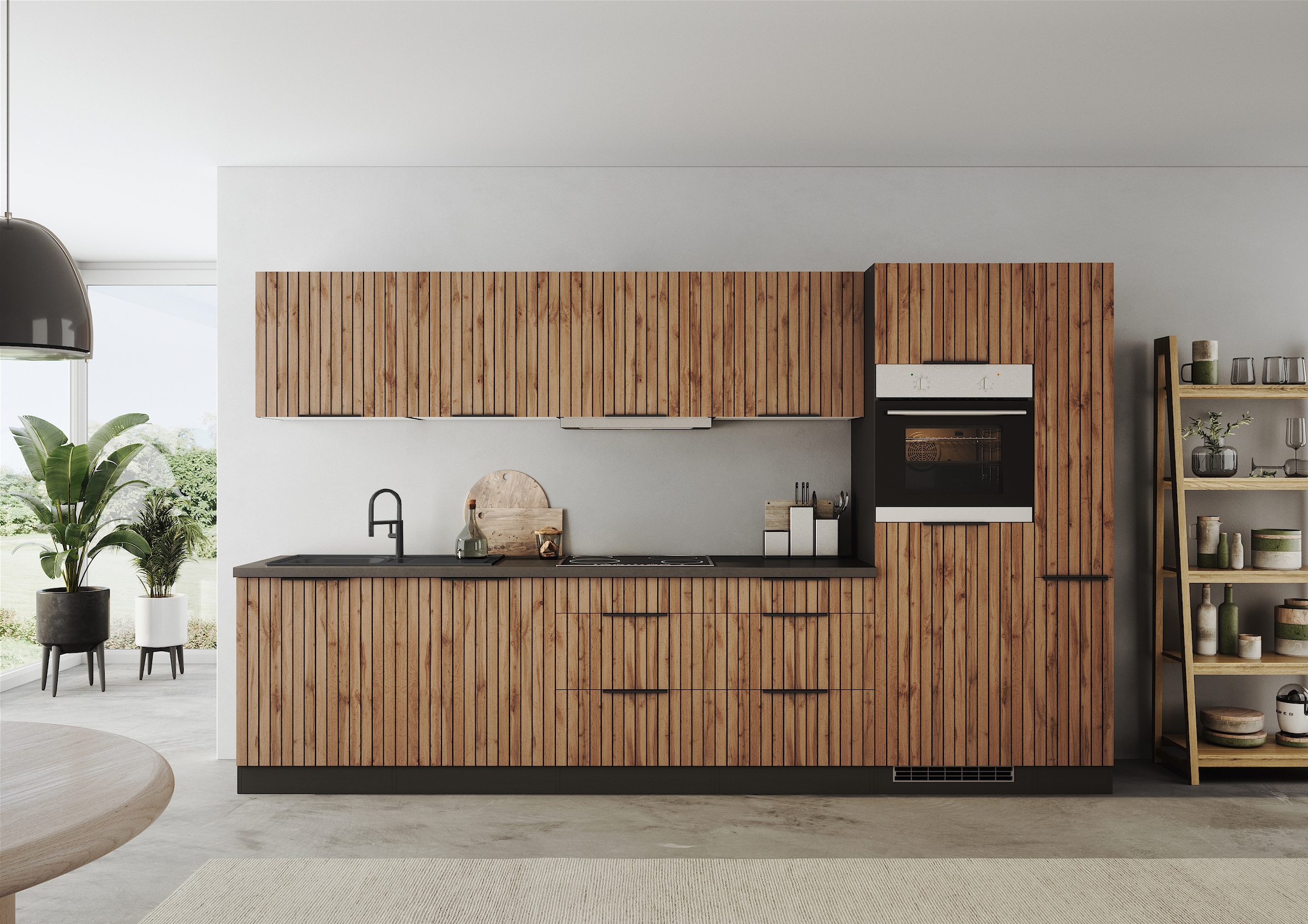 Image of KOCHSTATION Küchenzeile "KS-Lagos, wahlweise mit E-Geräten, Spüle edelstahl oder schwarz" Breite 330cm, GK-oder Induktionskochfeld,mit oder ohne Kühlschrank