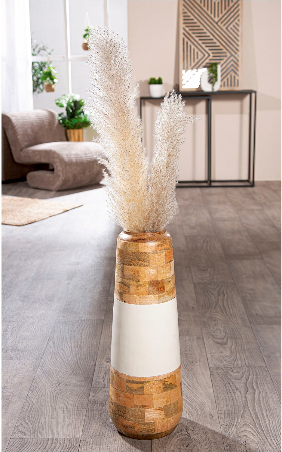 GILDE Bodenvase »Vase Naturelle naturfarben-weiss«, (1 St.)