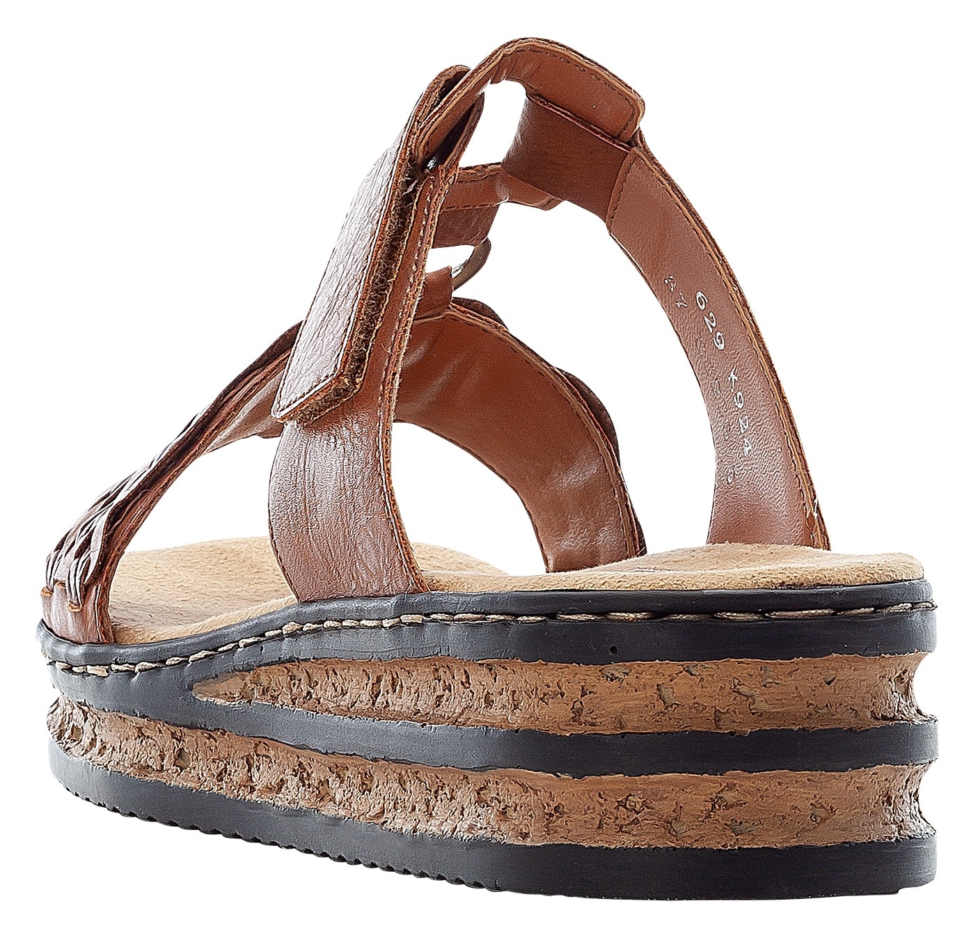 Rieker Pantolette  compensé, chaussure d'été, mule avec brides effet tressé