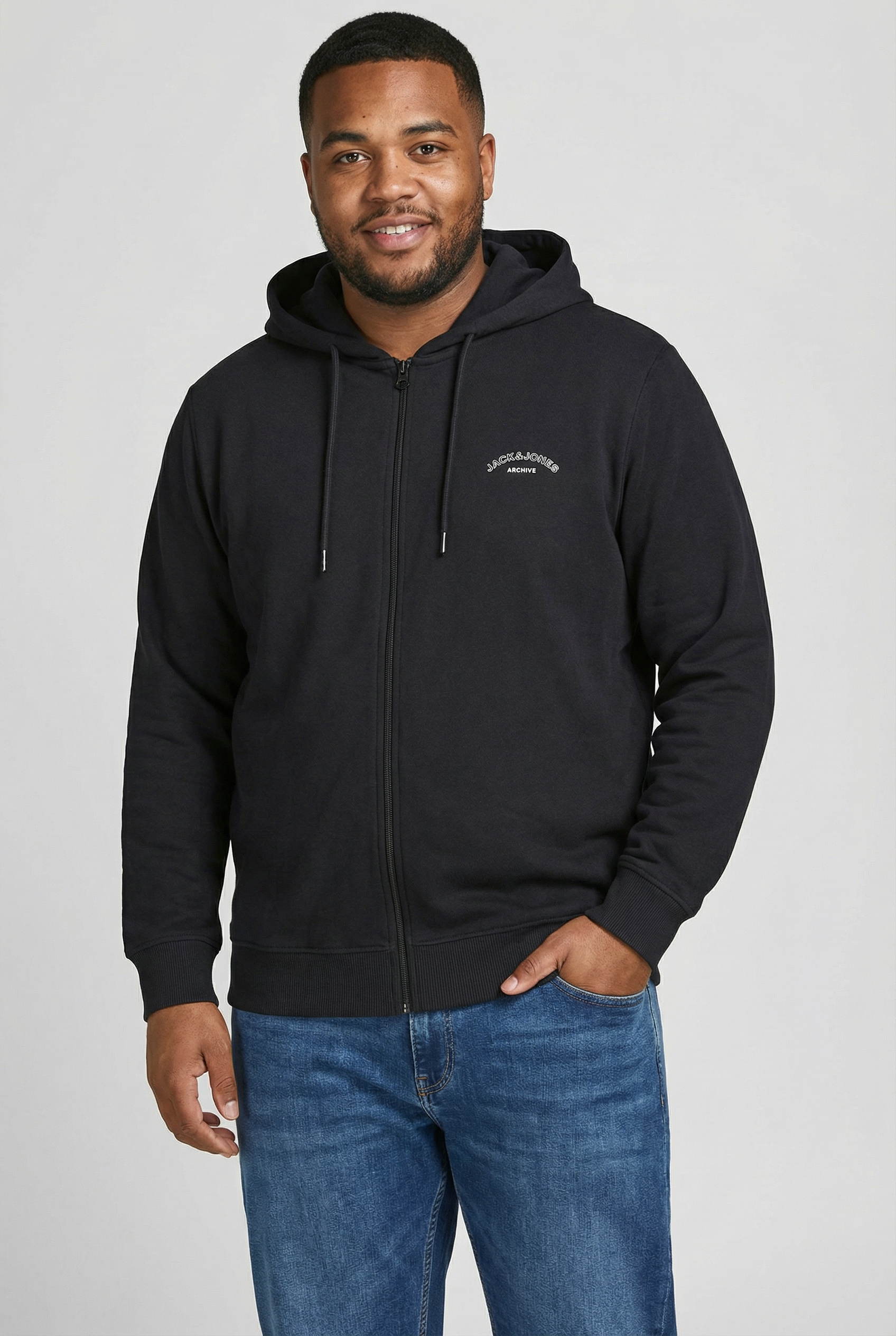 Image of Jack & Jones PlusSize Kapuzensweatjacke "JJCOLLEGE LOGO SWEAT ZIP HOOD PLS"