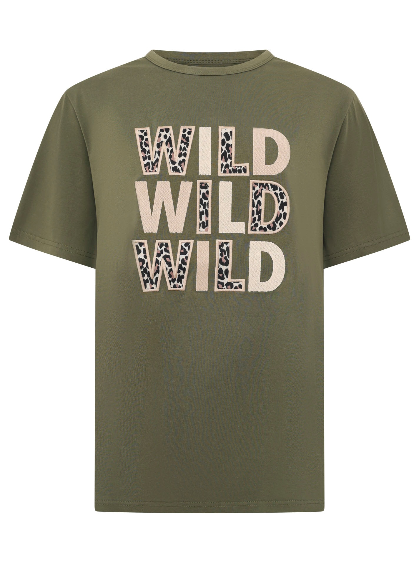 Zwillingsherz T-shirt »"Wild Wild Wild"« grand lettrage brodé avec motif léopard, col rond