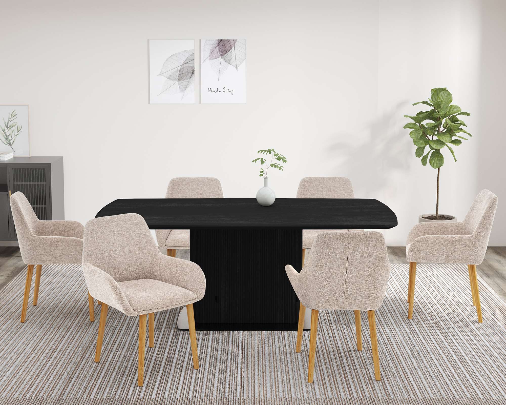 GOODproduct Chaise de salle à manger »Evinnia« (Set) 2 cuismassive Eichenholzbeine, pflegegleicher Webstoff, Sitzhöhe 48 cm