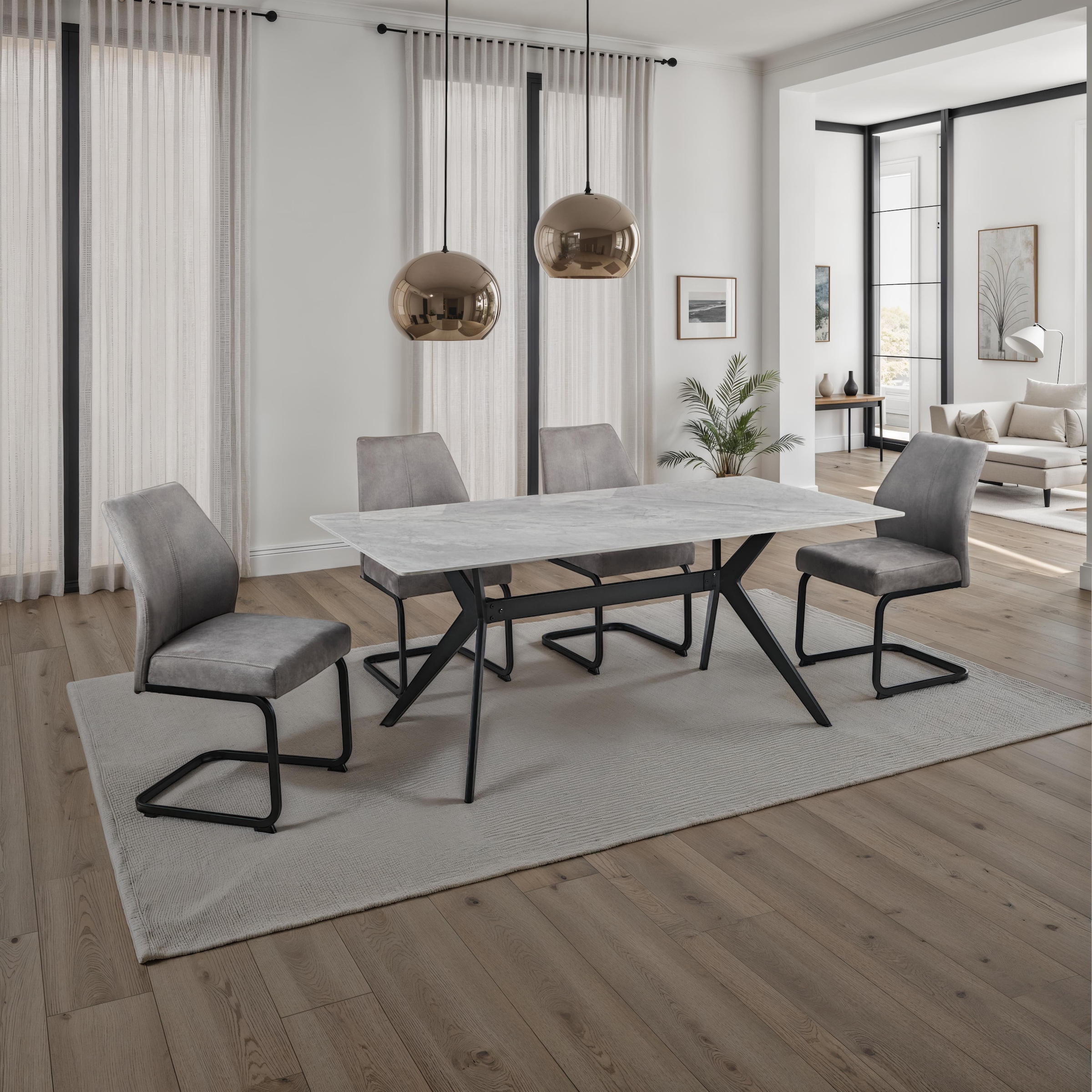 HELA Esstisch »PACCINO« 1 Stk. tlg. Sintered Stone, Marmoroptik, Platte fest (1 cm), Metallgestell konisch