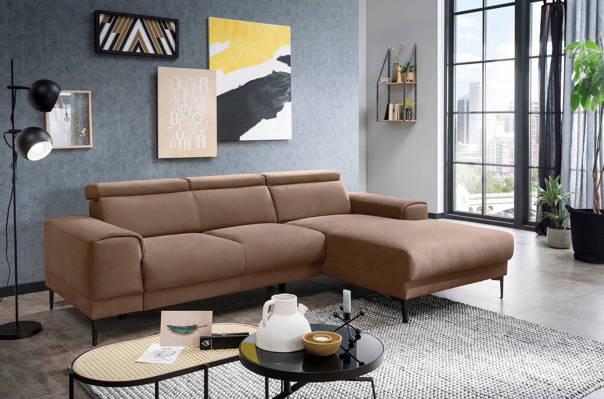 jetzt »Ophelia«, - exxpo sofa im fashion 3 Kopfstützen, kaufen wahlweise stellbar Ecksofa frei Raum Sitztiefenverstellung,