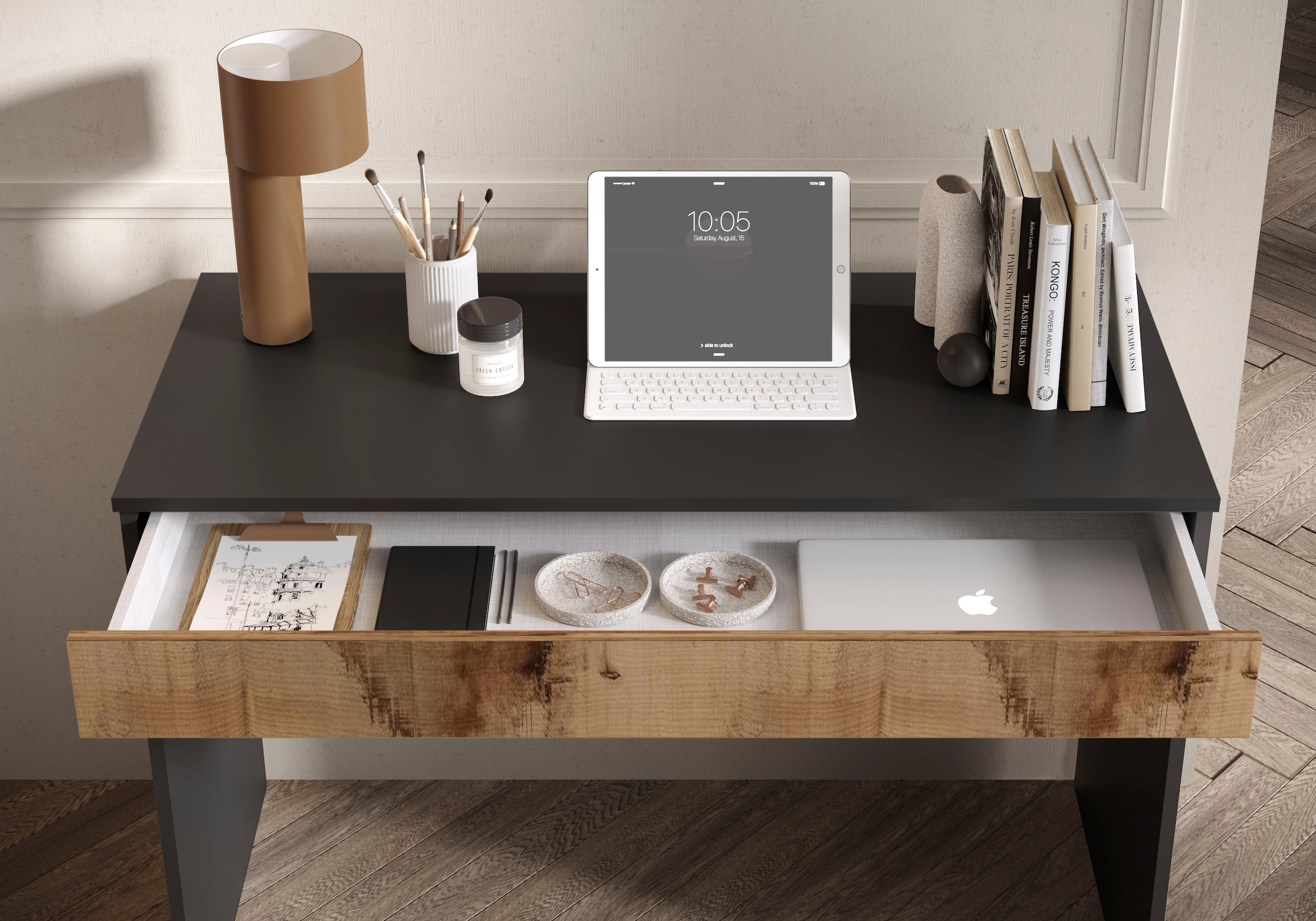 LC Schreibtisch »Basic, Computertisch mit 1 Schublade«, Arbeitstisch, Schminktisch in versch. Farben, Breite 78 oder 110 cm