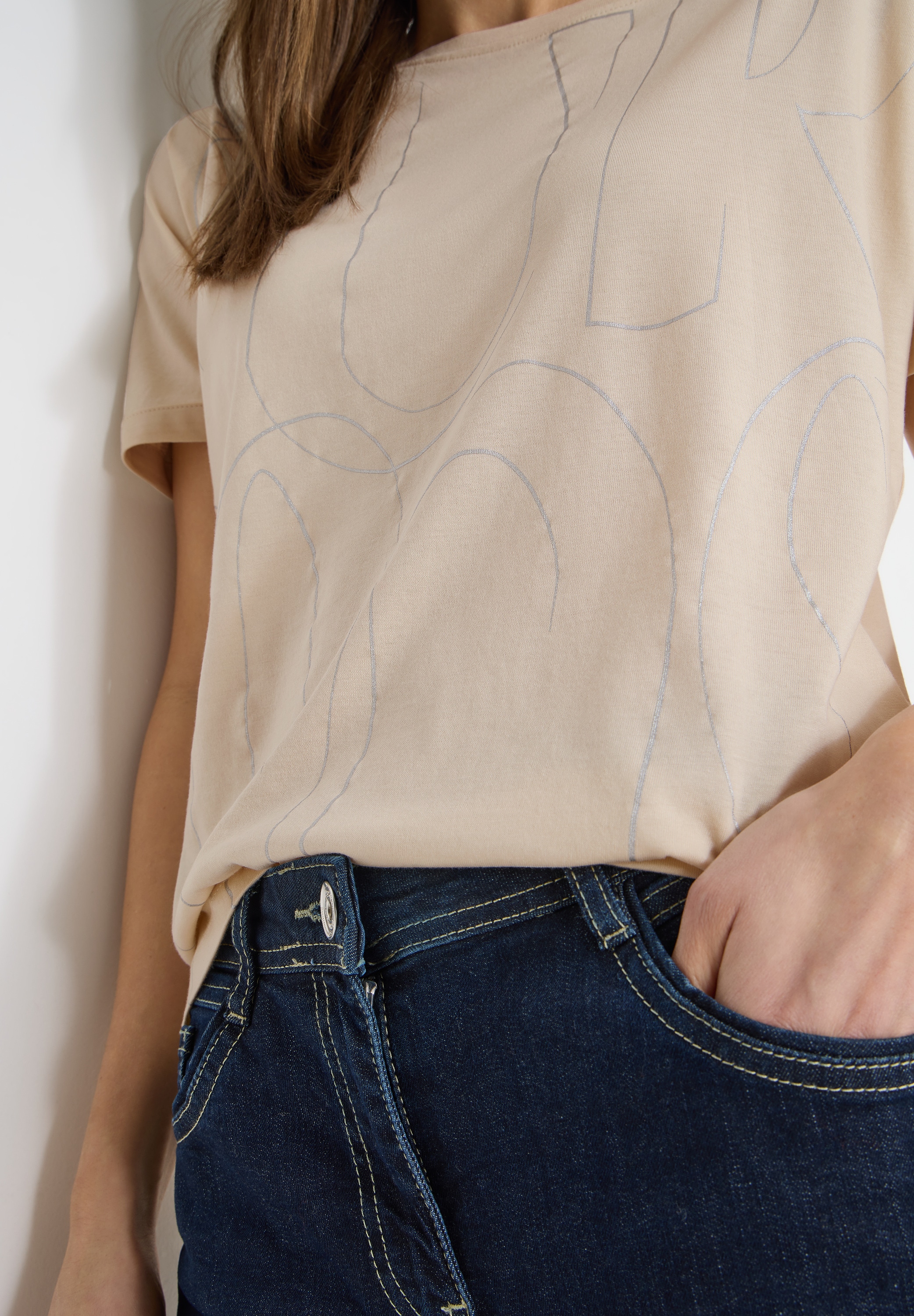 Cecil T-shirt à manches courtes Rundhals mit Folienprint