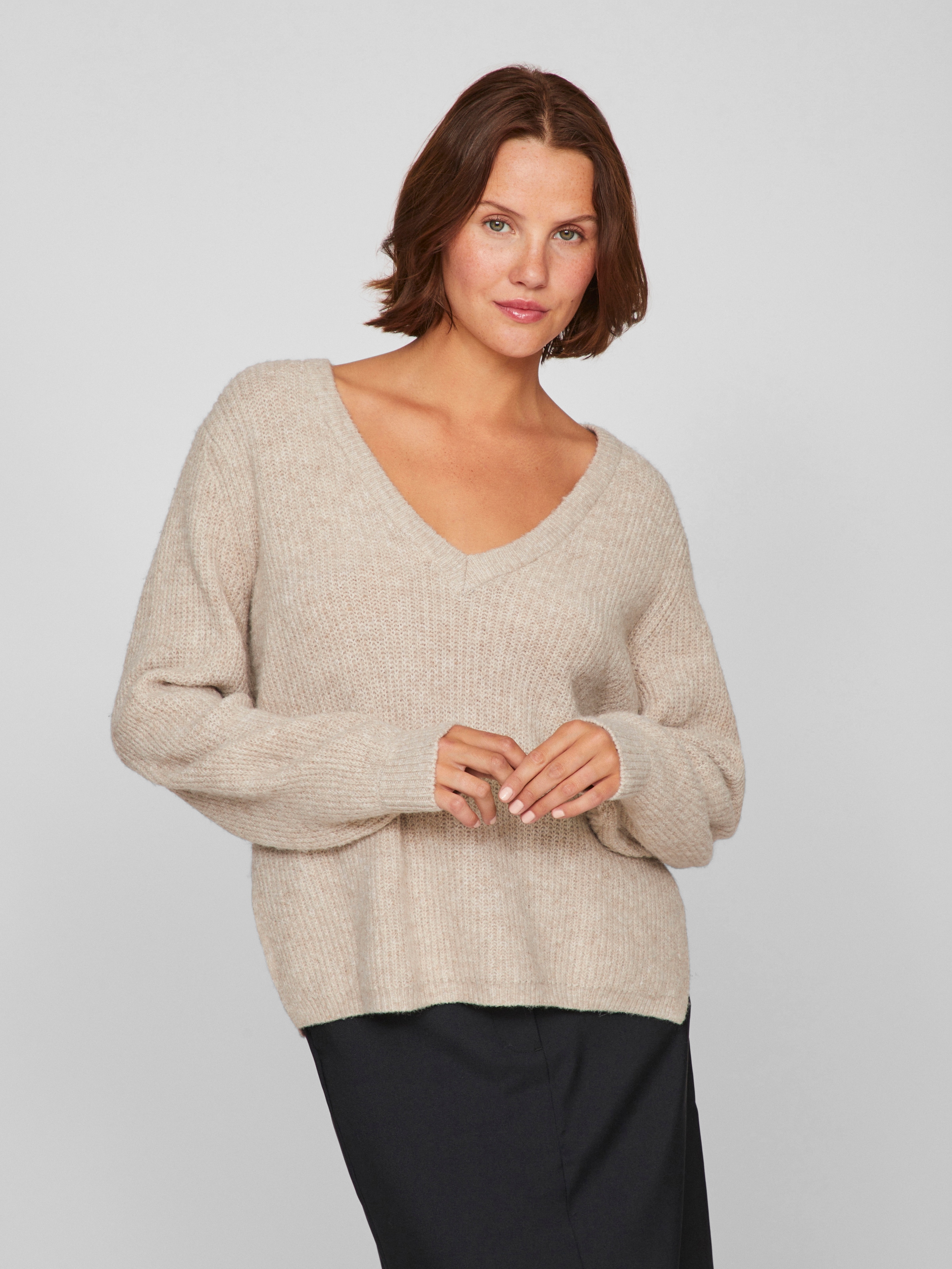 V-Ausschnitt-Pullover »VIBELUNA V-NECK REV L/S KNIT TOP - NOOS«