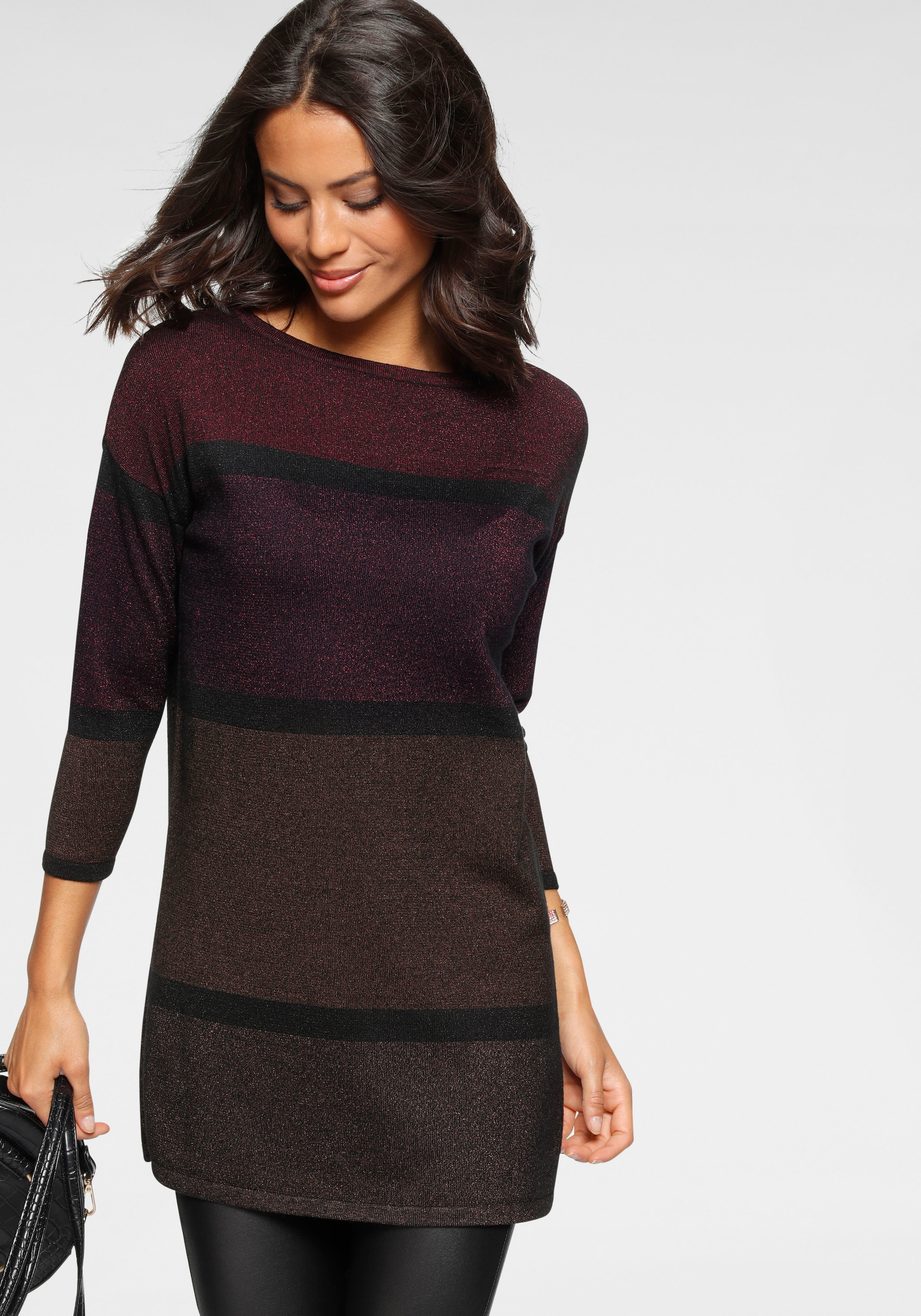 Image of Laura Scott Longpullover mit feinem Glanzeffekt und 3/4 Ärmeln