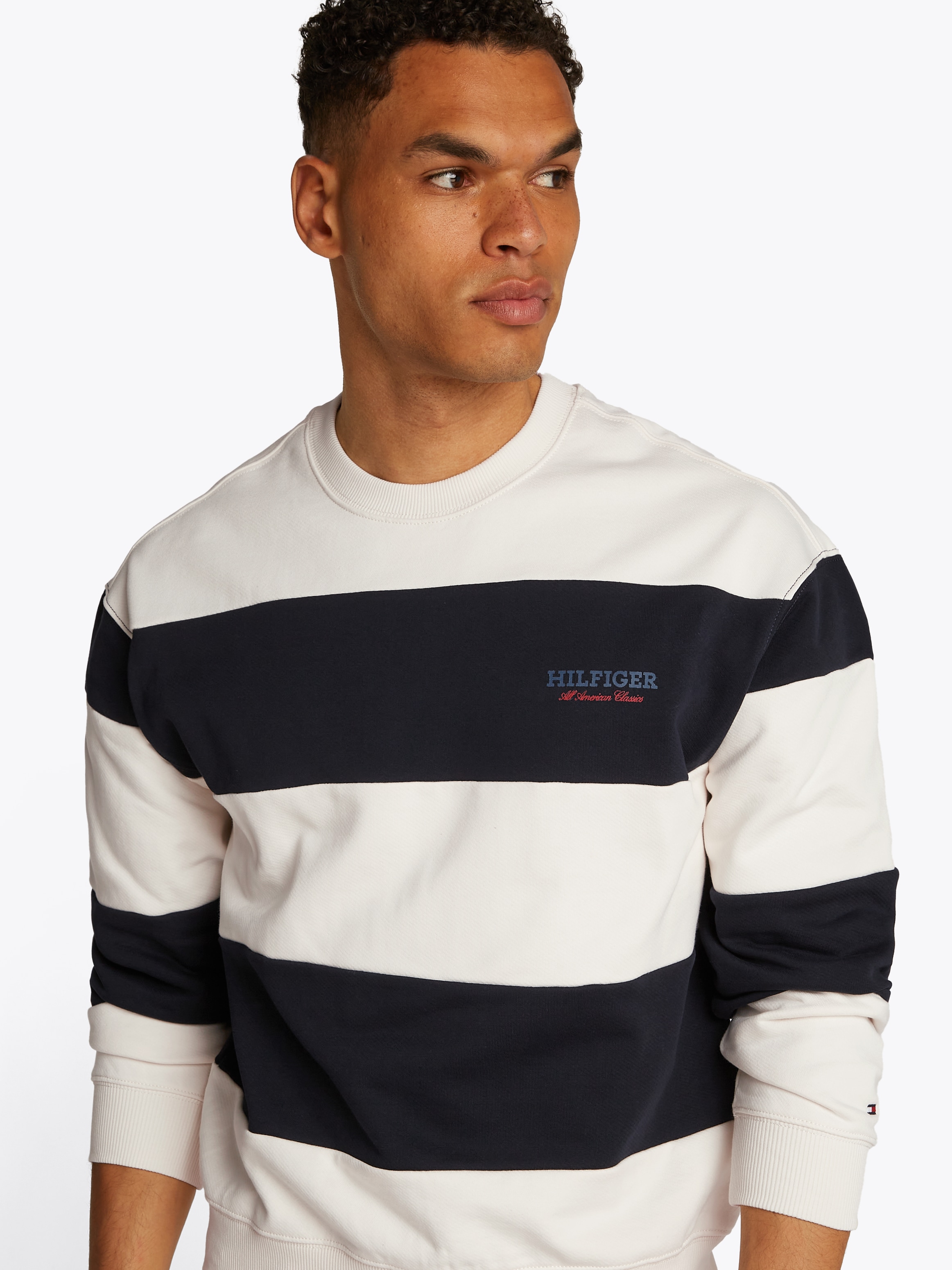 Tommy Hilfiger Sweatshirt »MONOTYPE STRIPE SWEATSHIRT«, mit grossen Blockstreifen