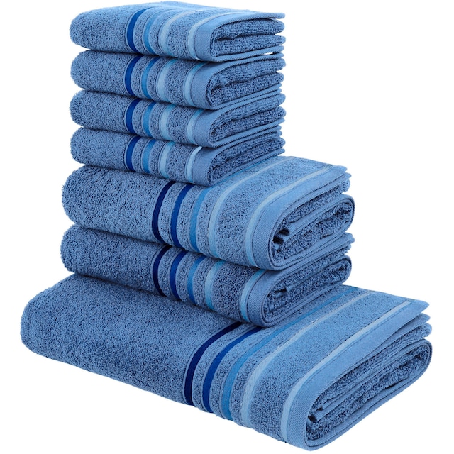 my home Handtuch Set »Niki«, Set, 7 tlg., Walkfrottee, Handtuchset mit  mehrfarbiger Streifenbordüre, aus 100% Baumwolle bequem kaufen