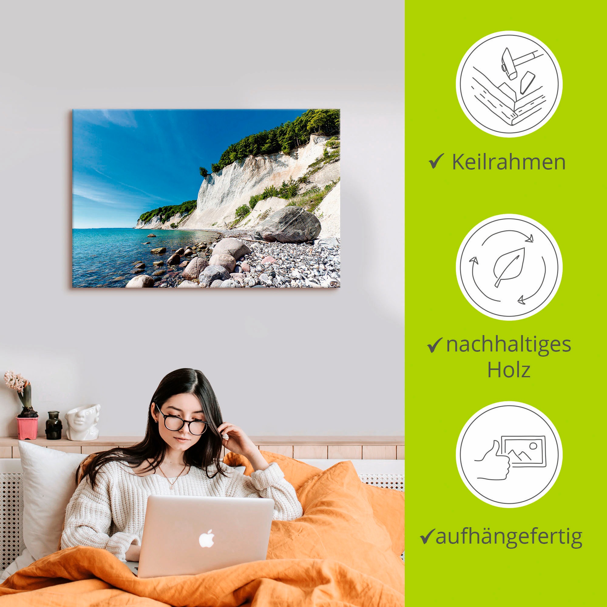 Artland Leinwandbild »Kreidefelsen auf der Insel Rügen 2« Küste 1 Stk. tlg. auf Holzrahmen gespannt