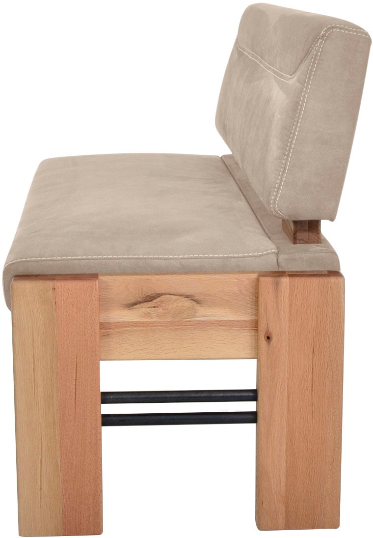K+W Komfort & Wohnen Banc rembourré banc de rangement rembourré, bois massif, en 2 largeurs 161cm ou 181cm