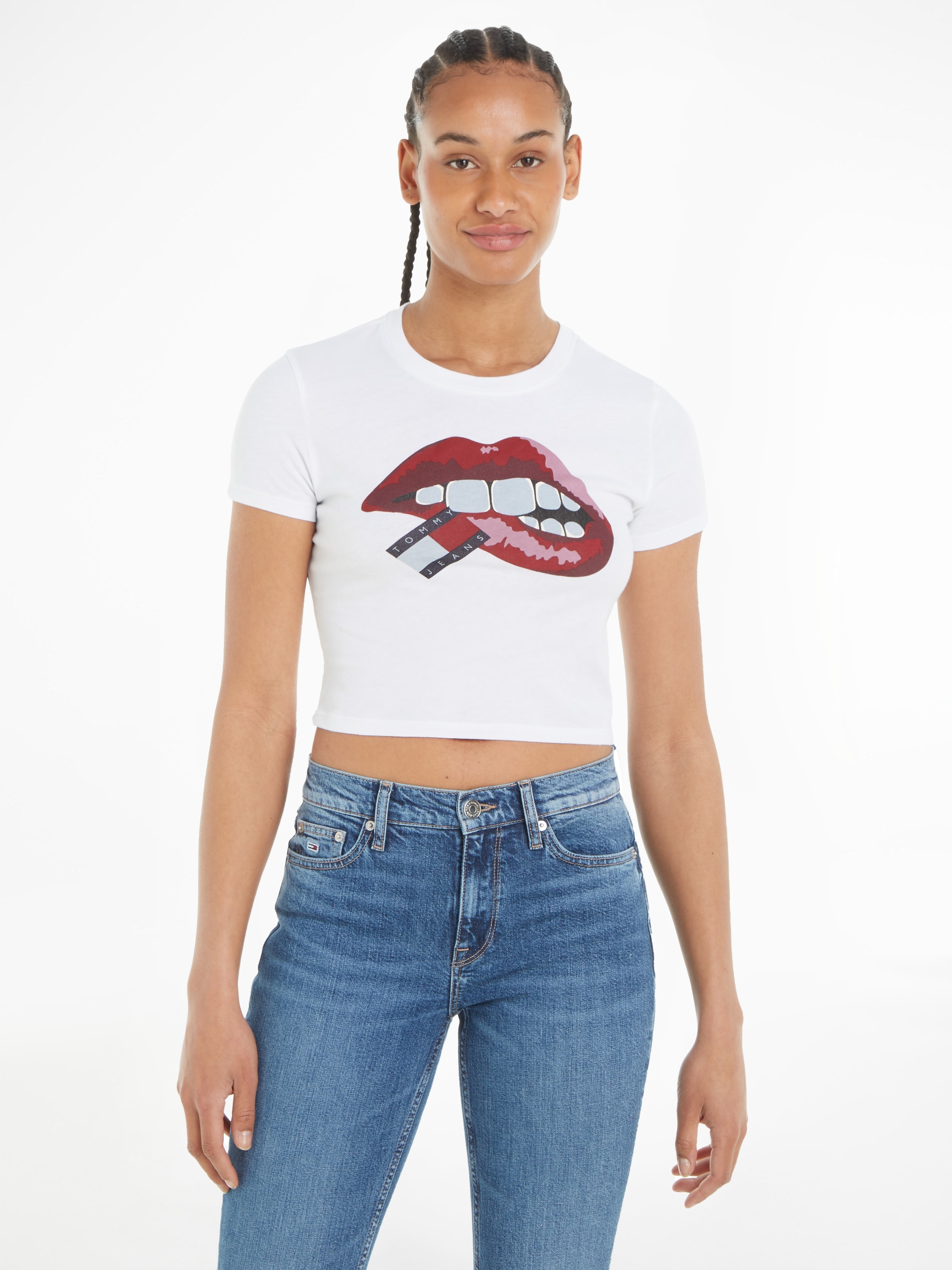 Tommy Jeans T-Shirt »TJW SLIM CRP WASHED TJ LIPS TEE«, mit Frontprint-Tommy Jeans 1