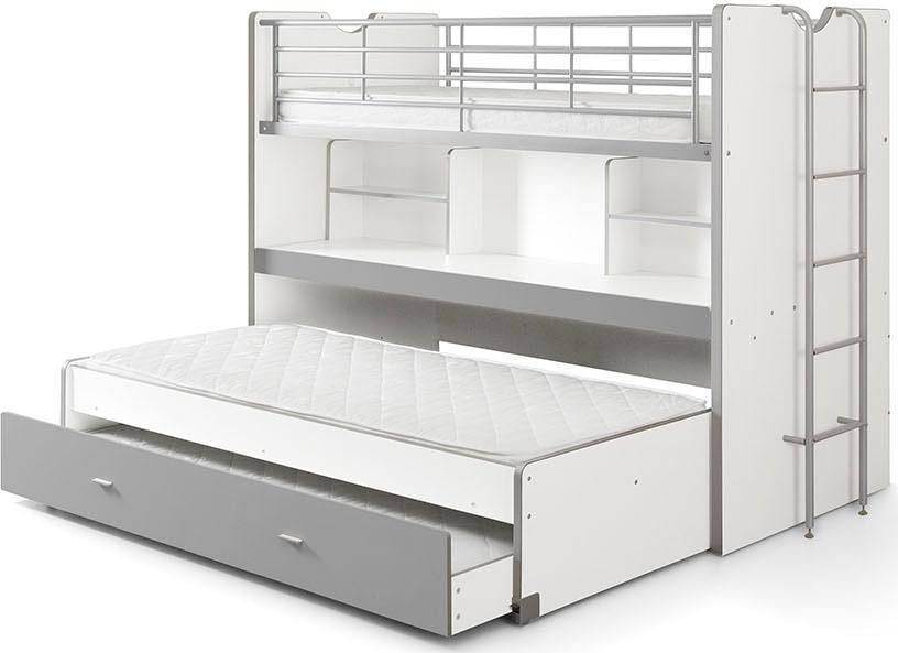 Vipack Hochbett »Bonny, mit 3 Schlafgelegenheiten, super praktisch im Kinderzimmer« B/H/T ca. 222x161x102cm, Dekor Oberfläche, in verschieden Farben,  mit grosser Schreibplatte, Regalfächern, viel Funktion auf kleinem Raum