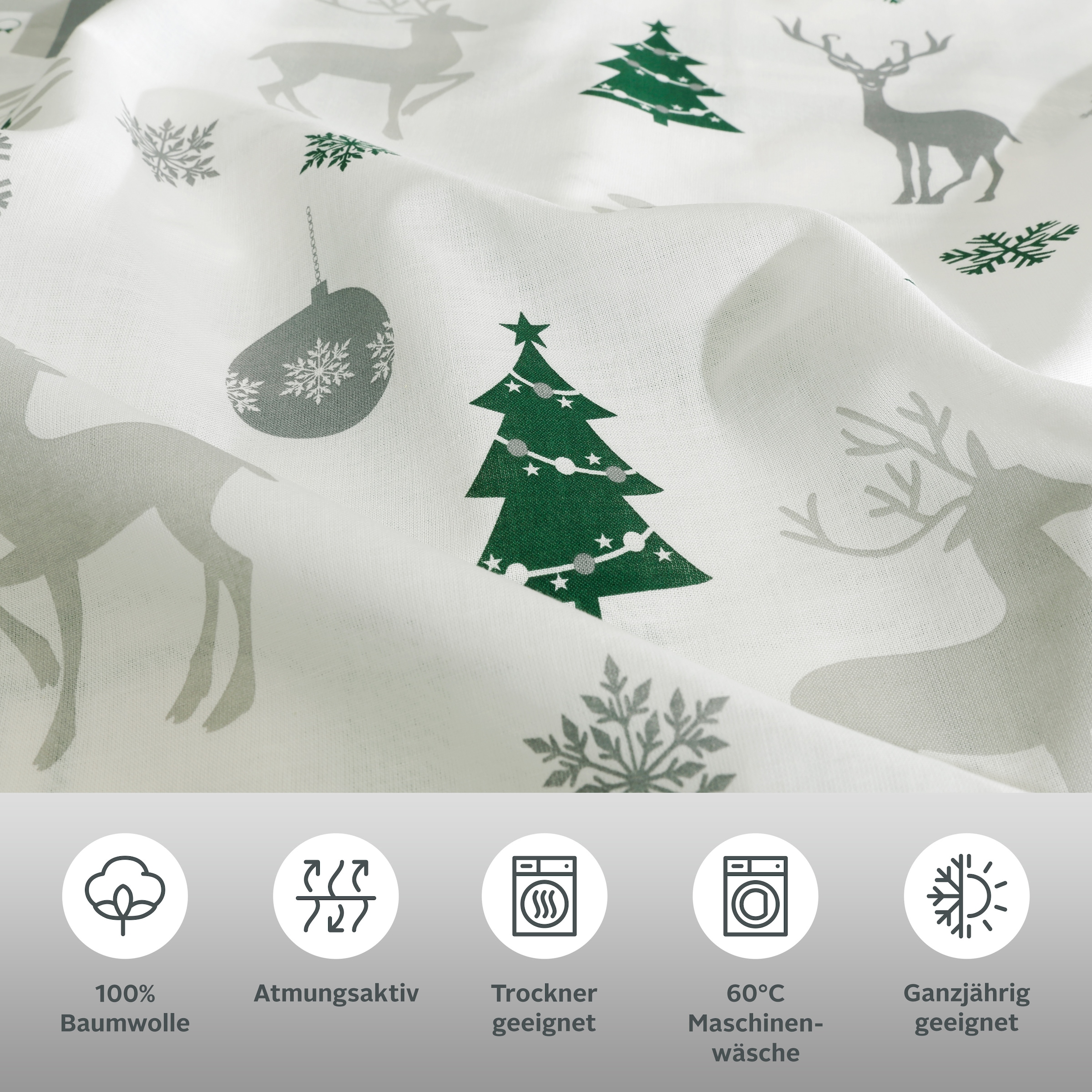 GOODproduct Bettwäsche »Mikkel« 2 Bettwäsche ab Gr. 135x200 cm,100% Baumwolle, Weihnachten