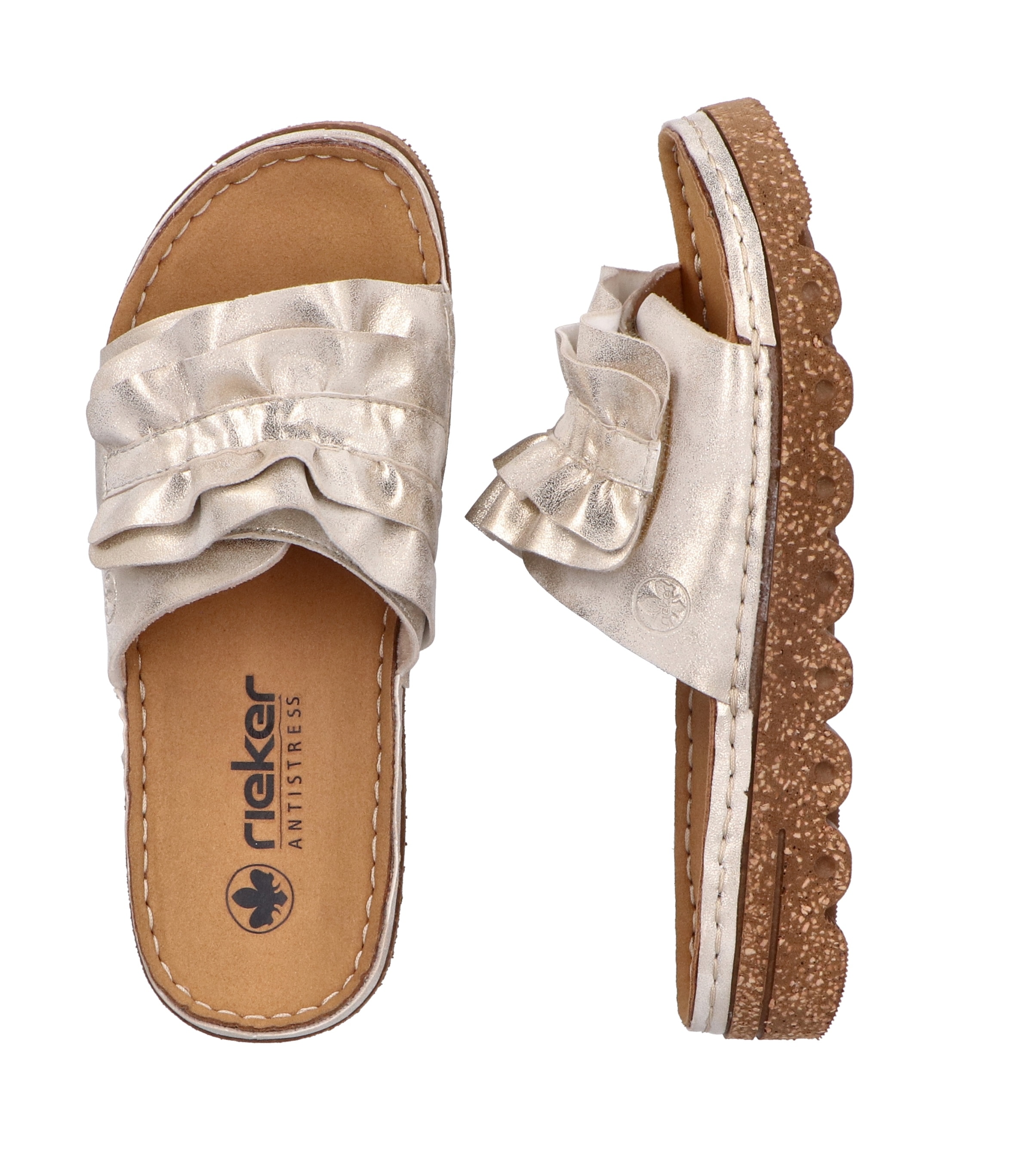 Rieker Pantolette  chaussure d'été, chaussure de plage, chausson avec semelle compensée à la mode