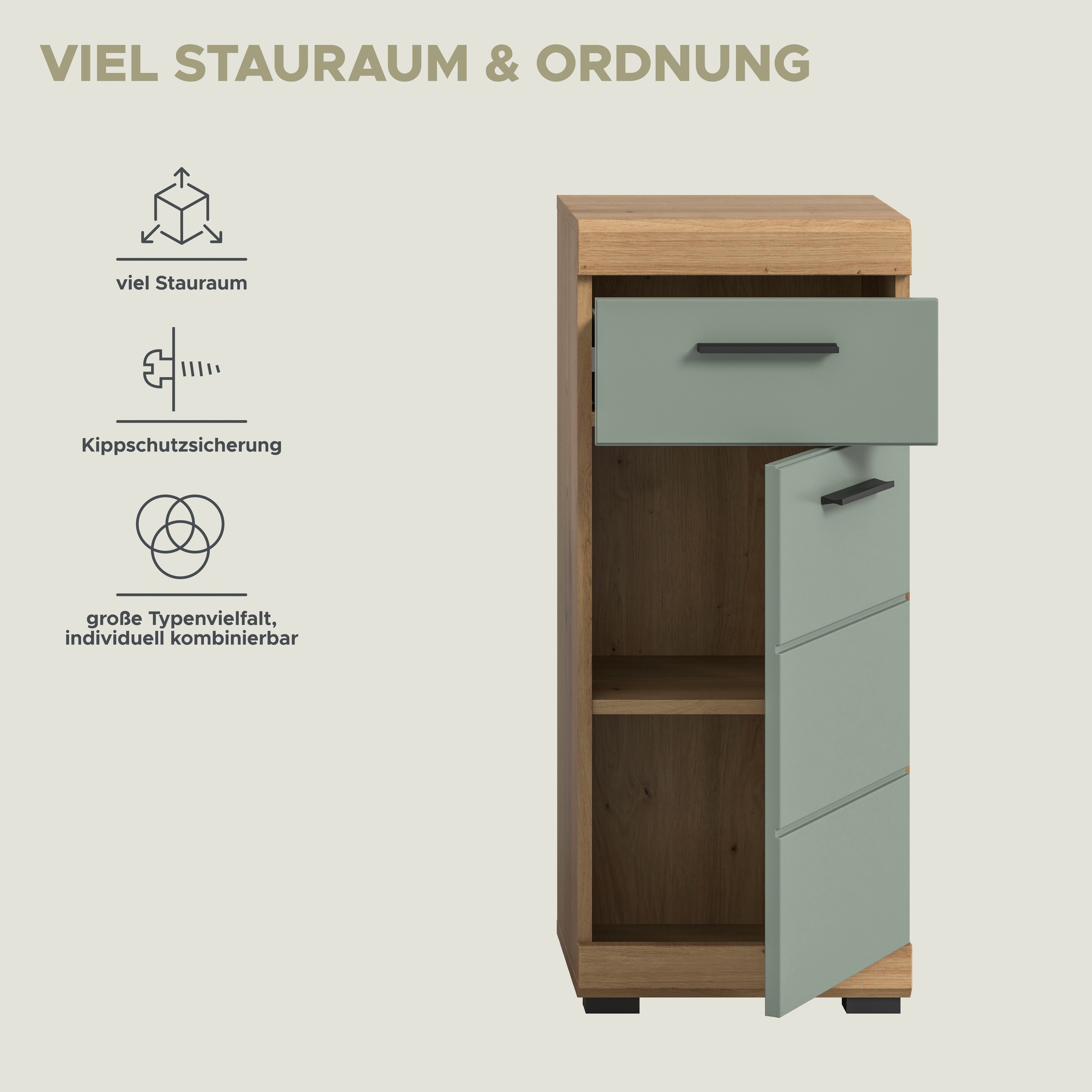 welltime Unterschrank »SIENA, Breite 37cm, 1 Tür, 1 Schubkasten, 2 Fächer, MDF-Front« TOPSELLER!, 1 Stk. tlg. in verschiedenen Farben erhältlich, Badmöbel, Badschrank, Kommode, Bad