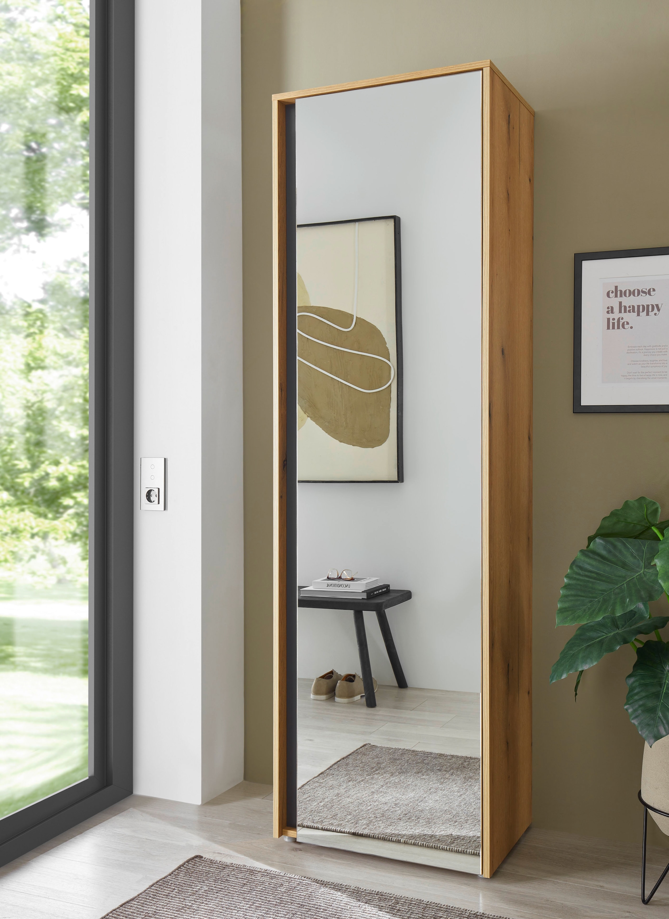 INOSIGN Garderobenschrank »GiRON/CiTY, moderner Garderobenschrank, Kleiderschrank mit Stauraum« Spiegeltür, Teleskopauszug, Tür beidseitig montierbar, 60 cm breit